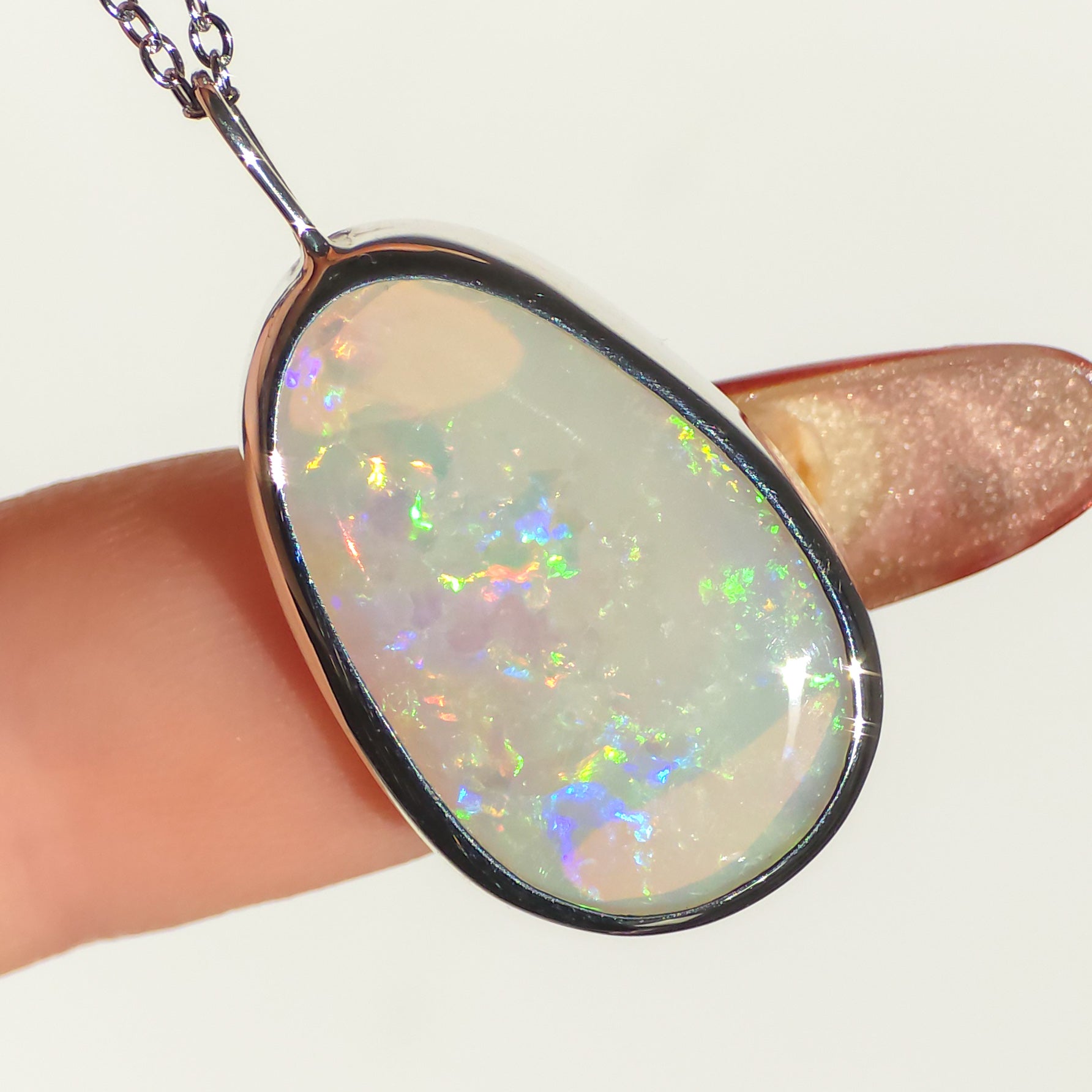 VIRIDESCENT | Solid Coober Pedy Opal Pendant, Silver Australian Grey Crystal Opal, 6.6ct