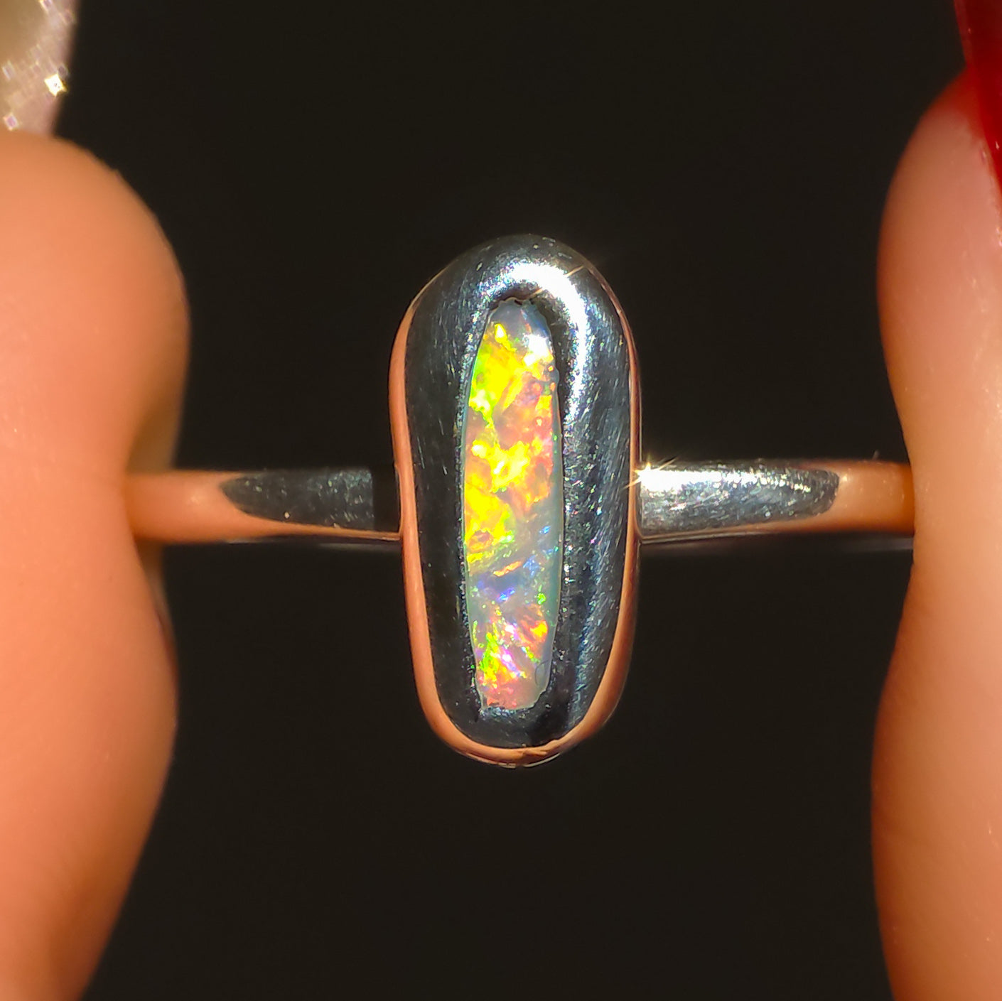 CLEMENTINE | Solid Australian Opal Ring, FREE SIZING, Coober Pedy Opal, 0.95cts