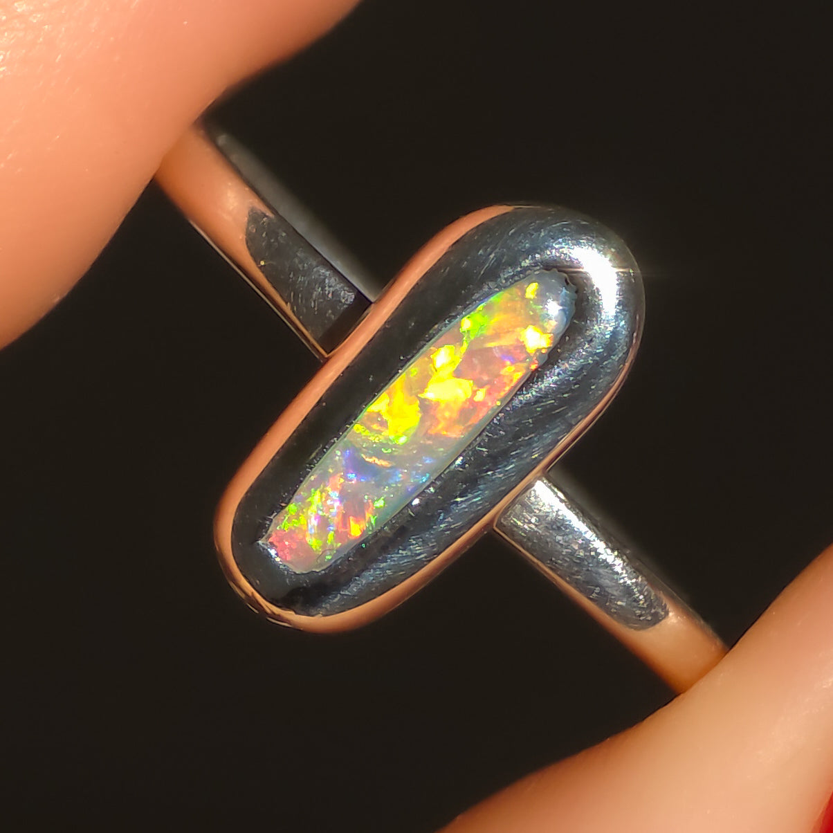 CLEMENTINE | Solid Australian Opal Ring, FREE SIZING, Coober Pedy Opal, 0.95cts