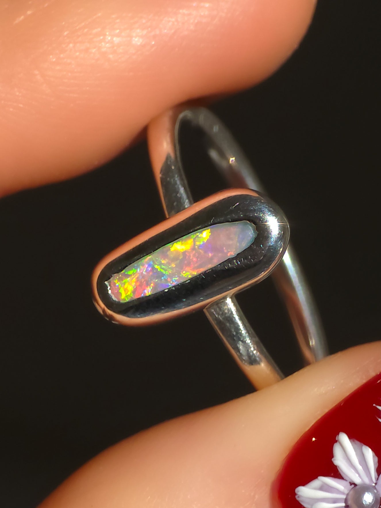 CLEMENTINE | Solid Australian Opal Ring, FREE SIZING, Coober Pedy Opal, 0.95cts