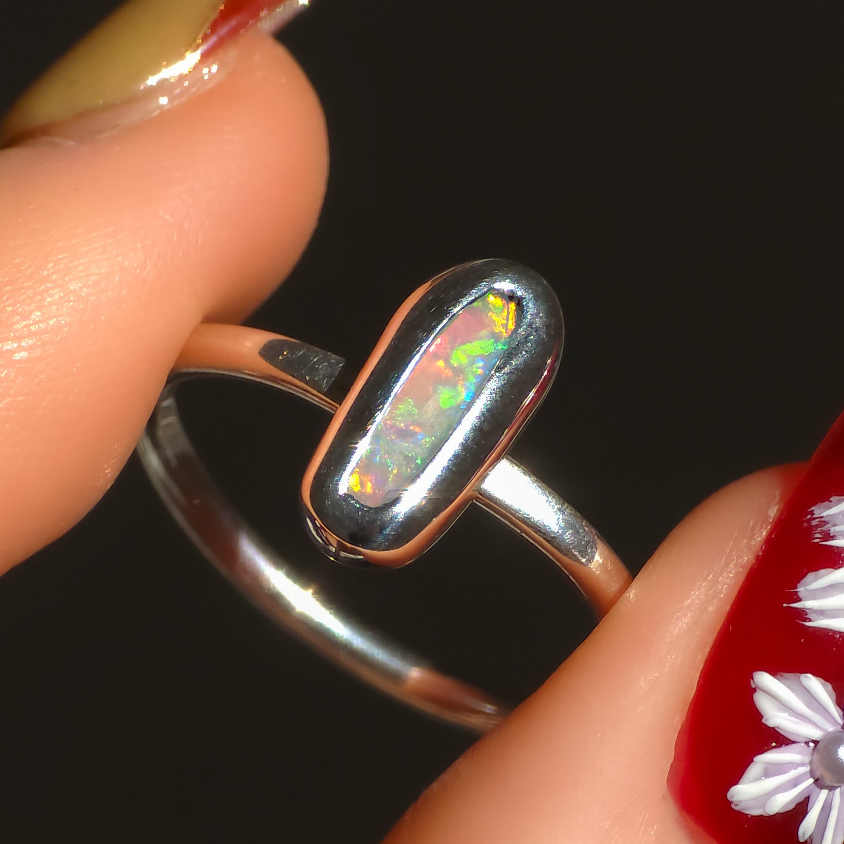 CLEMENTINE | Solid Australian Opal Ring, FREE SIZING, Coober Pedy Opal, 0.95cts