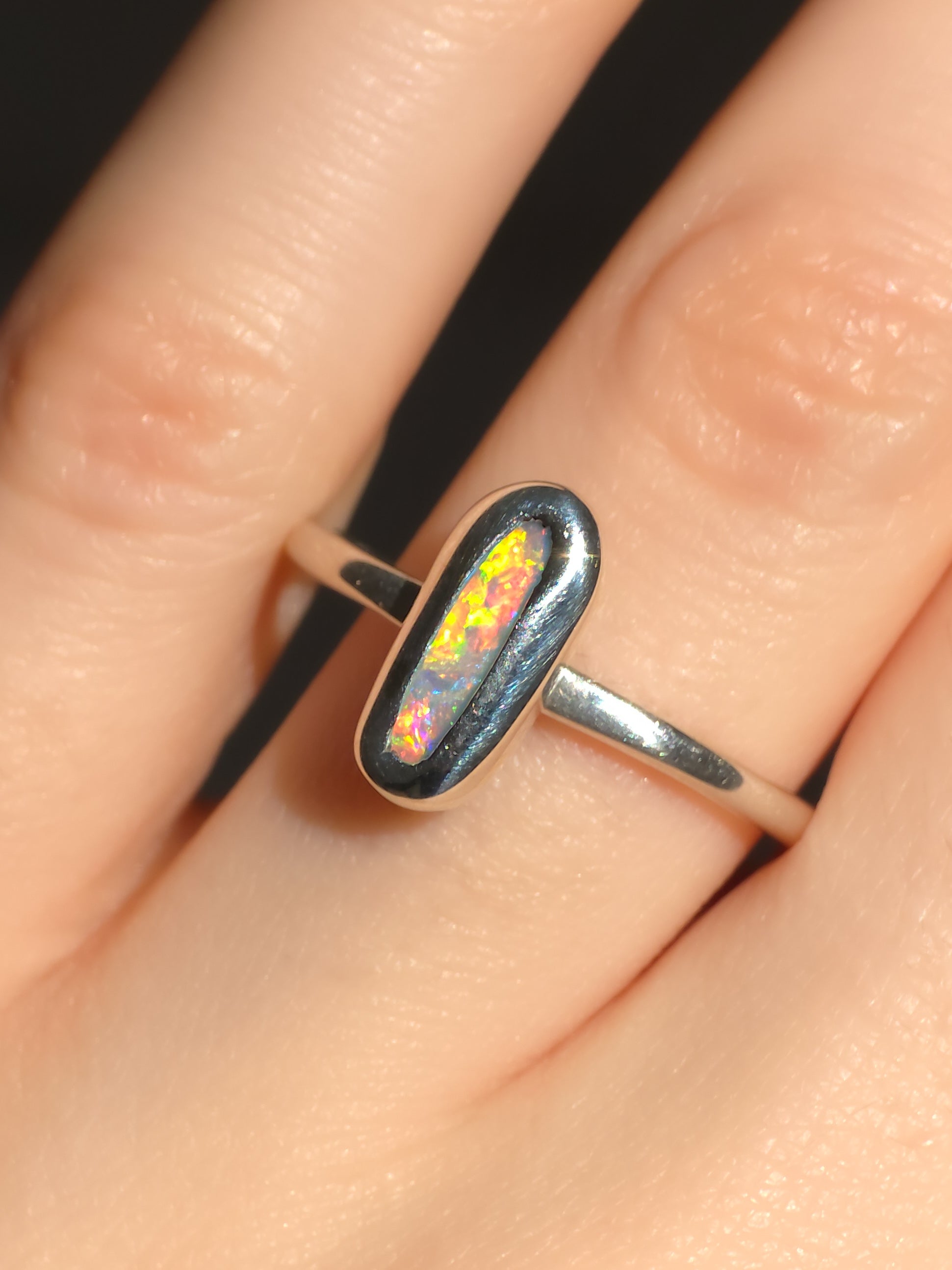 CLEMENTINE | Solid Australian Opal Ring, FREE SIZING, Coober Pedy Opal, 0.95cts