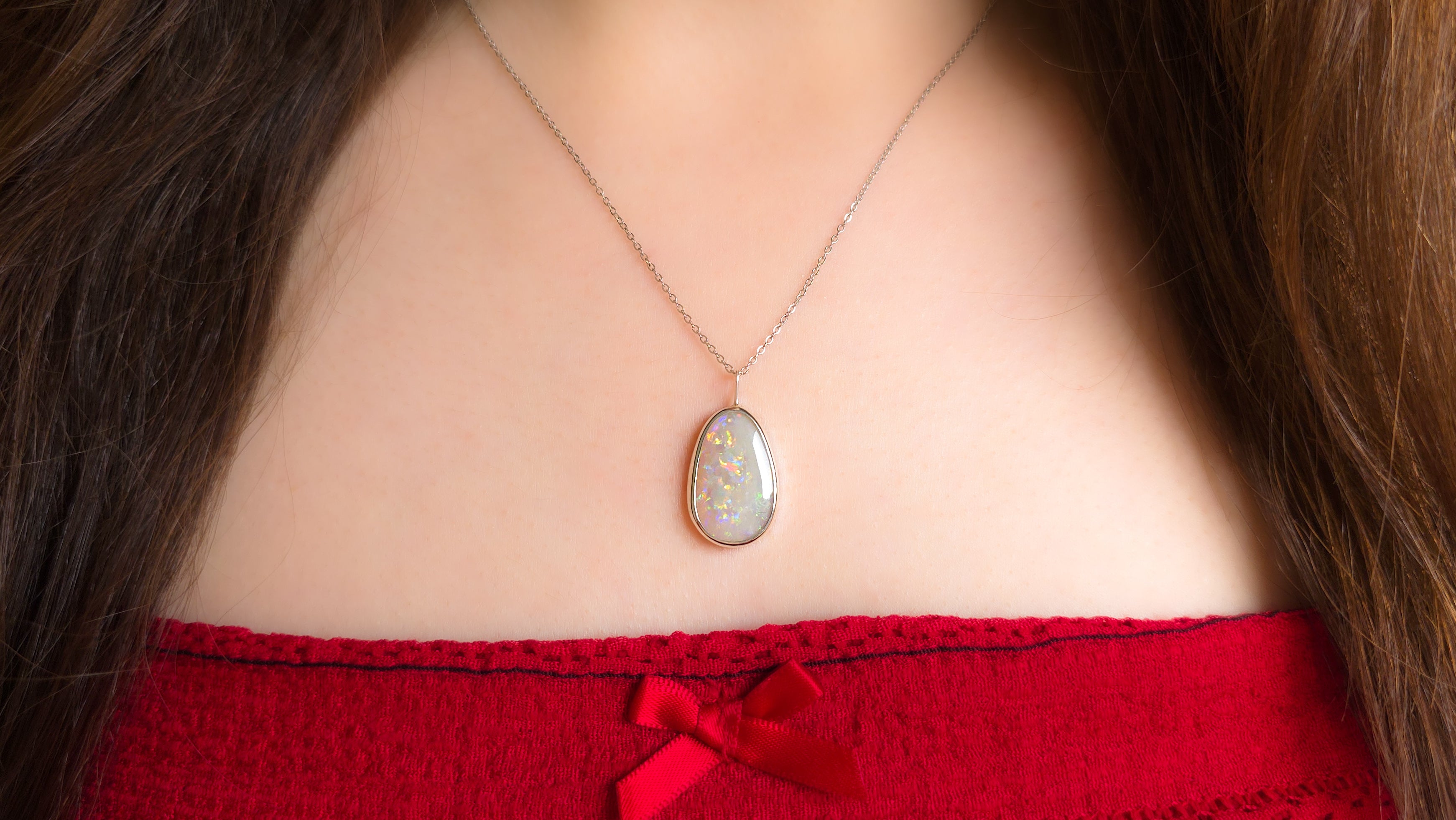 VIRIDESCENT | Solid Coober Pedy Opal Pendant, Silver Australian Grey Crystal Opal, 6.6ct
