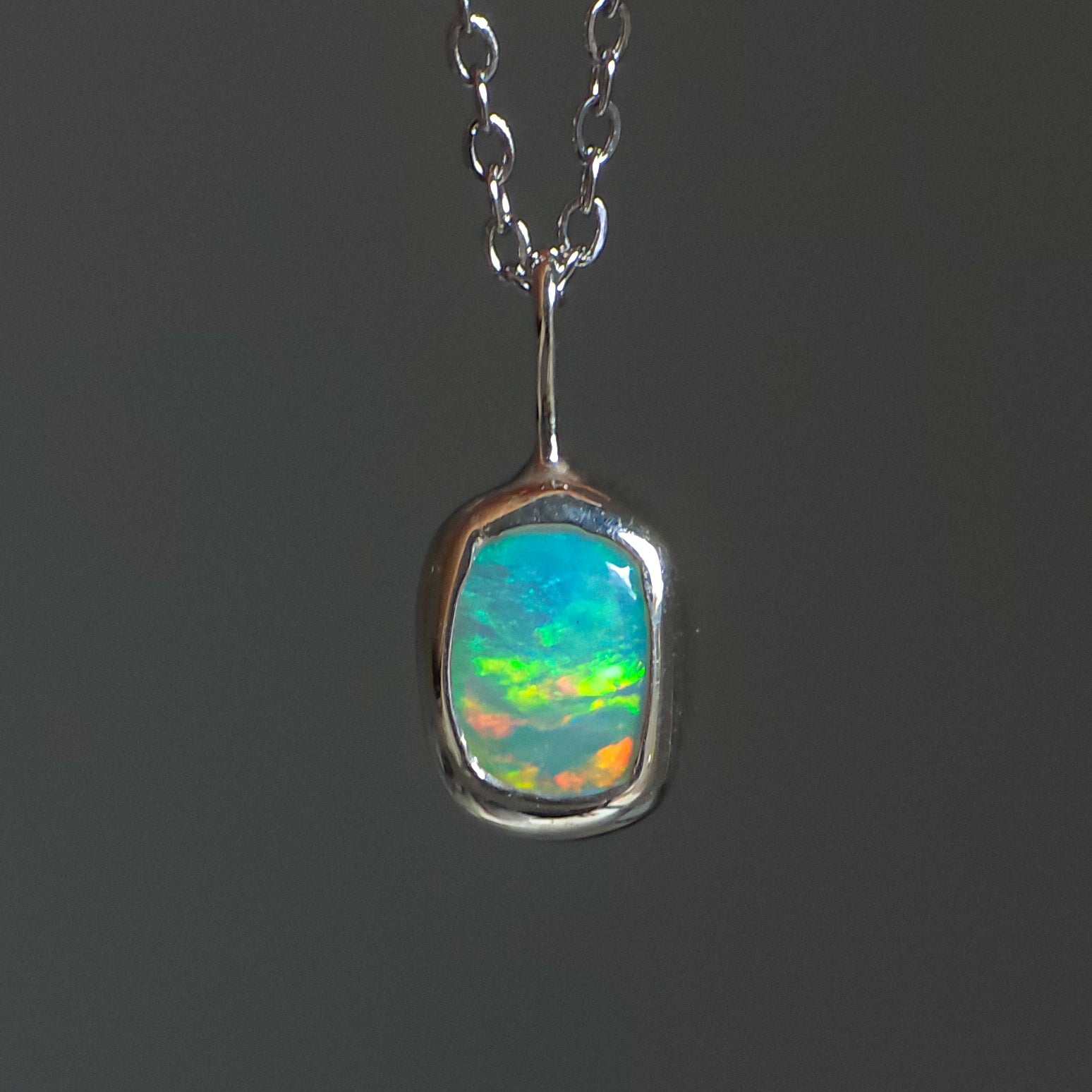 COVE | Solid Crystal Coober Pedy Opal Pendant, 925 Silver, Australian Opal, 0.95ct
