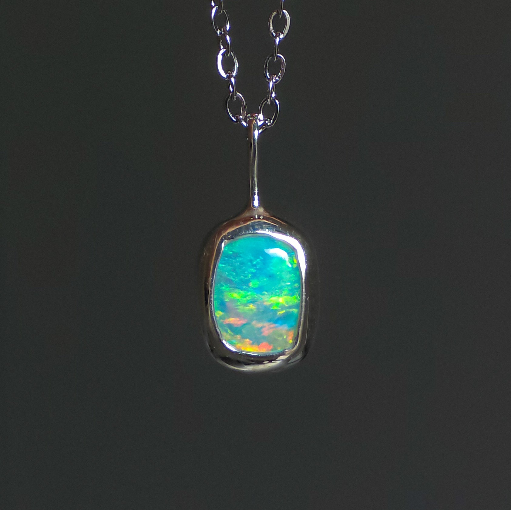 COVE | Solid Crystal Coober Pedy Opal Pendant, 925 Silver, Australian Opal, 0.95ct