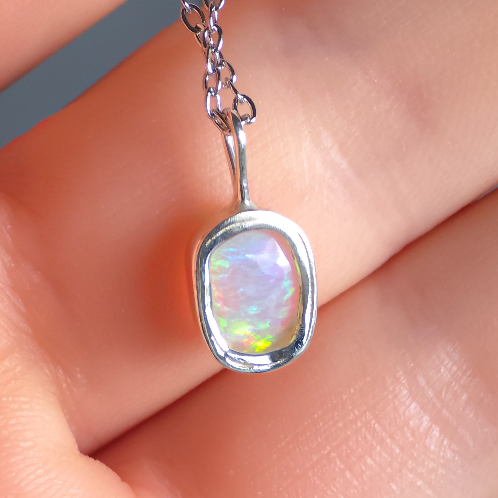 COVE | Solid Crystal Coober Pedy Opal Pendant, 925 Silver, Australian Opal, 0.95ct