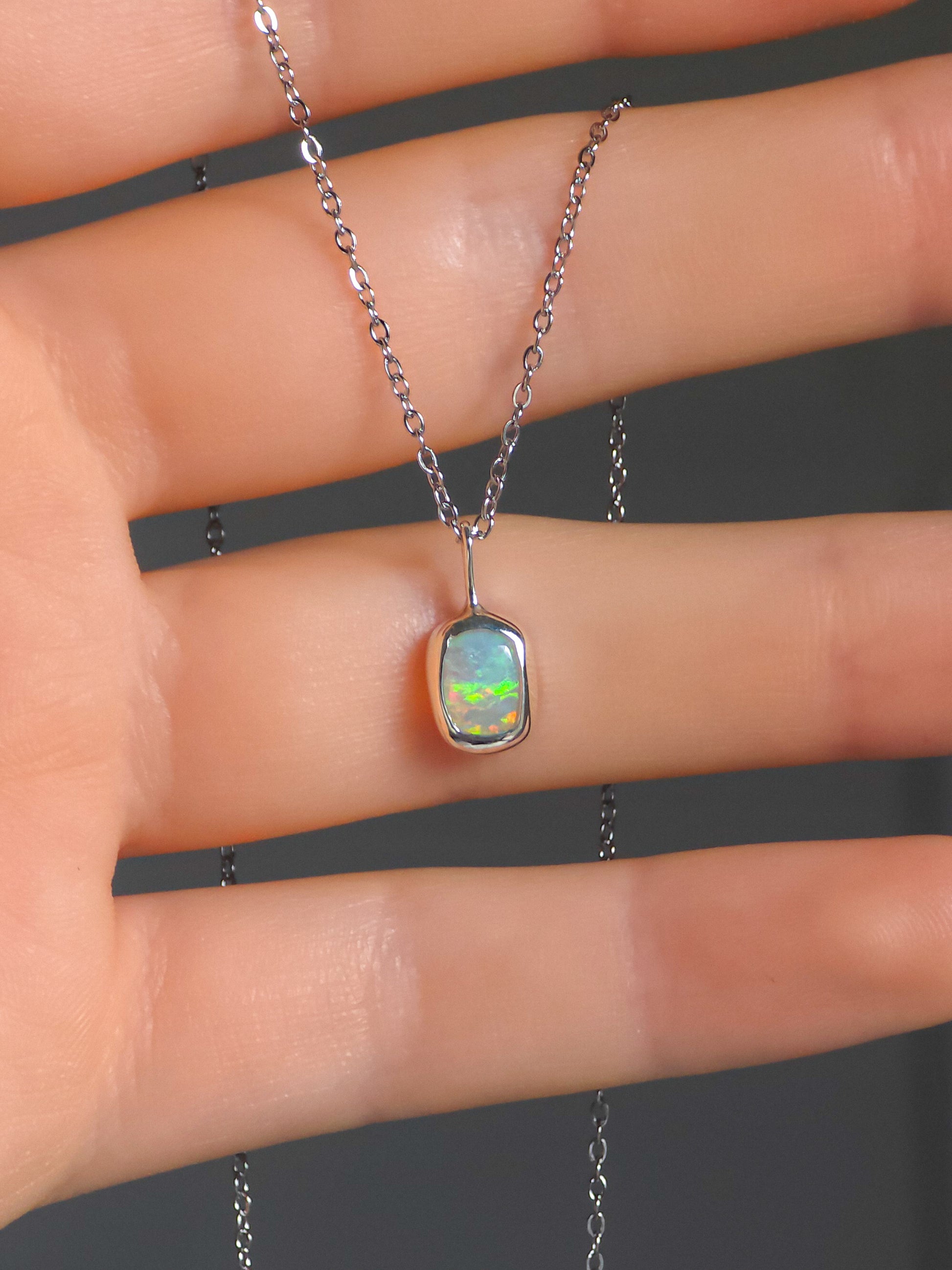 COVE | Solid Crystal Coober Pedy Opal Pendant, 925 Silver, Australian Opal, 0.95ct