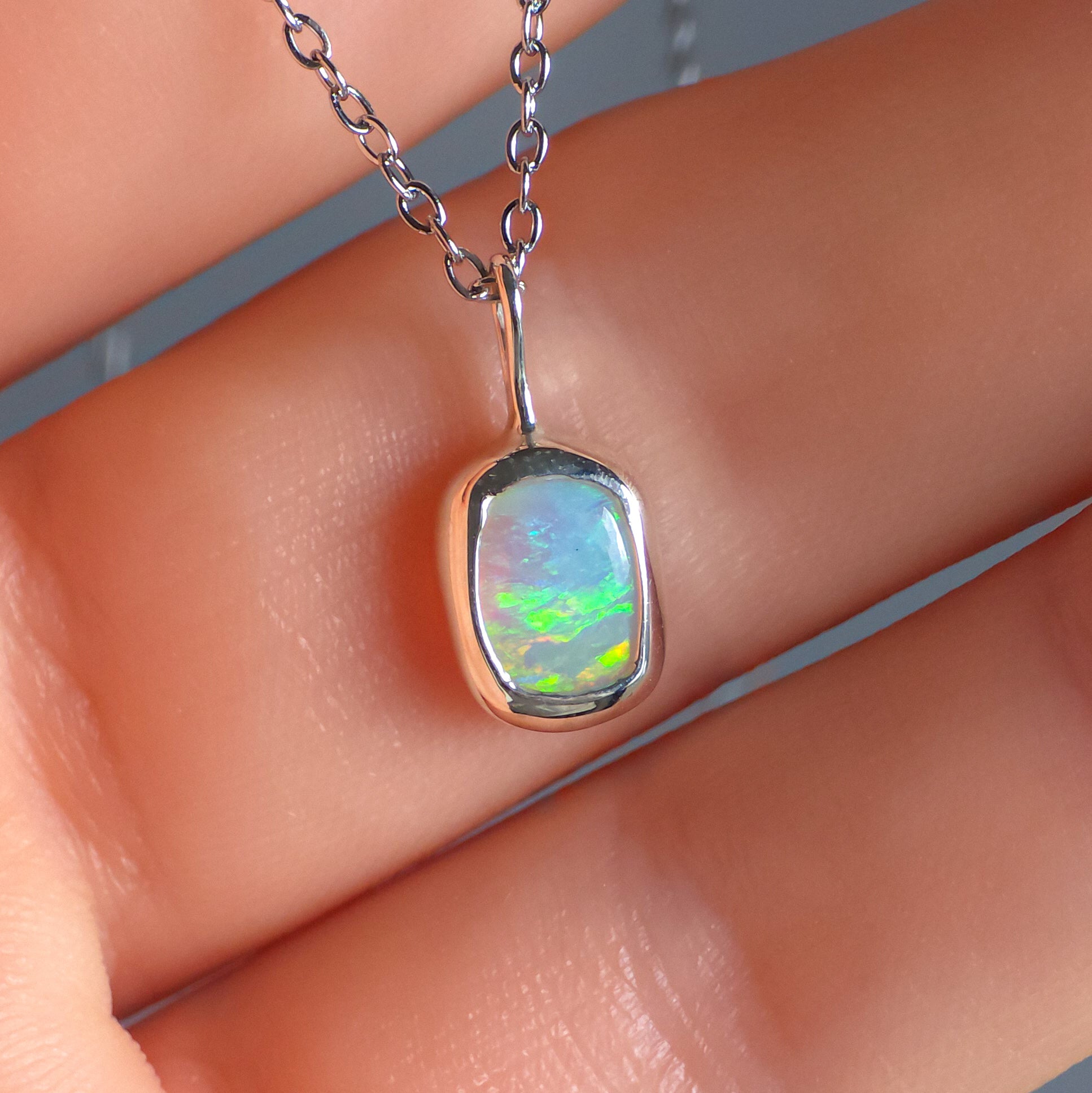 COVE | Solid Crystal Coober Pedy Opal Pendant, 925 Silver, Australian Opal, 0.95ct