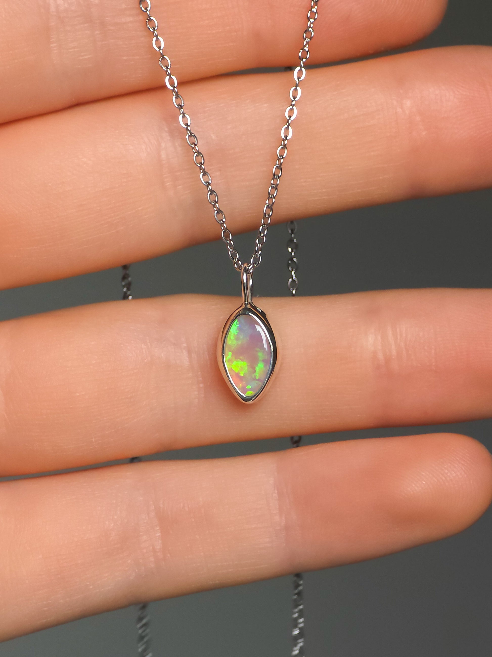 ELYSIAN | Solid Crystal Coober Pedy Opal Pendant, 925 Silver, Australian Opal, 0.75ct