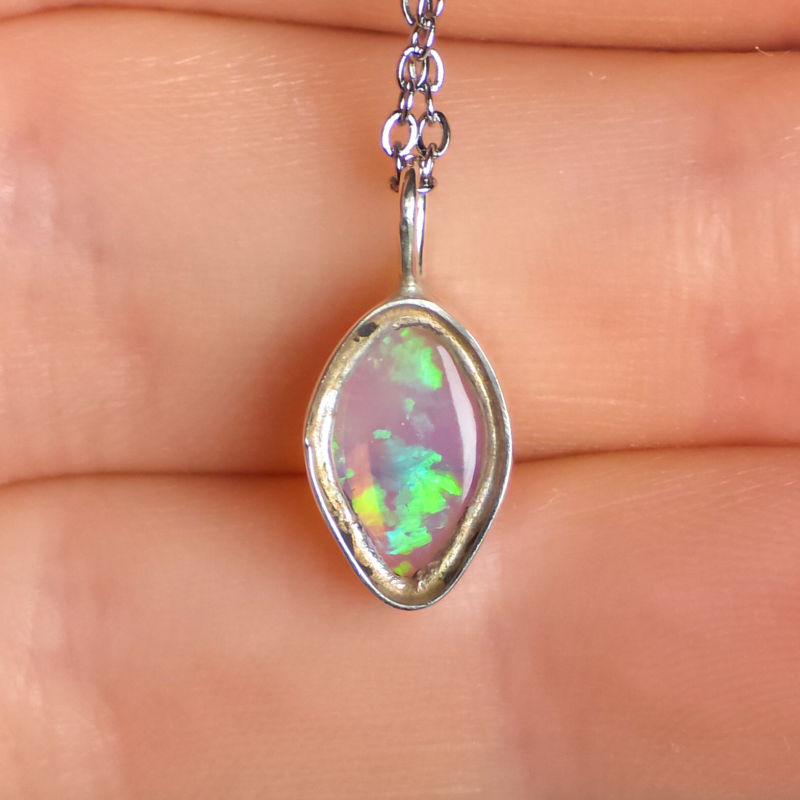 ELYSIAN | Solid Crystal Coober Pedy Opal Pendant, 925 Silver, Australian Opal, 0.75ct