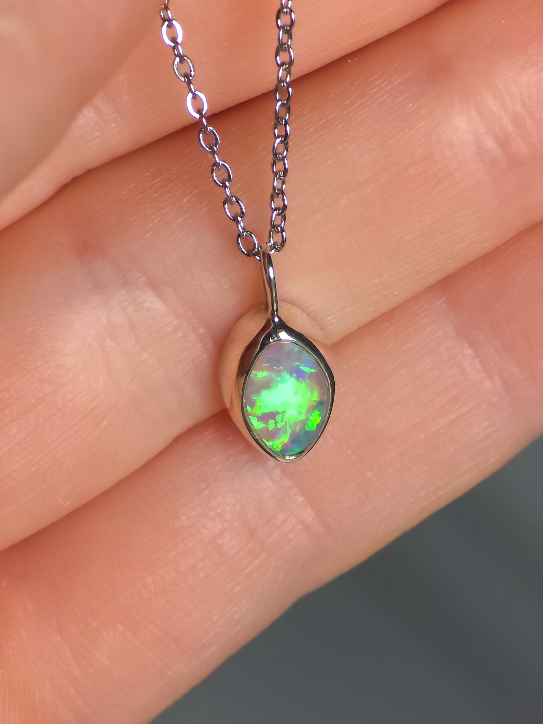 ELYSIAN | Solid Crystal Coober Pedy Opal Pendant, 925 Silver, Australian Opal, 0.75ct