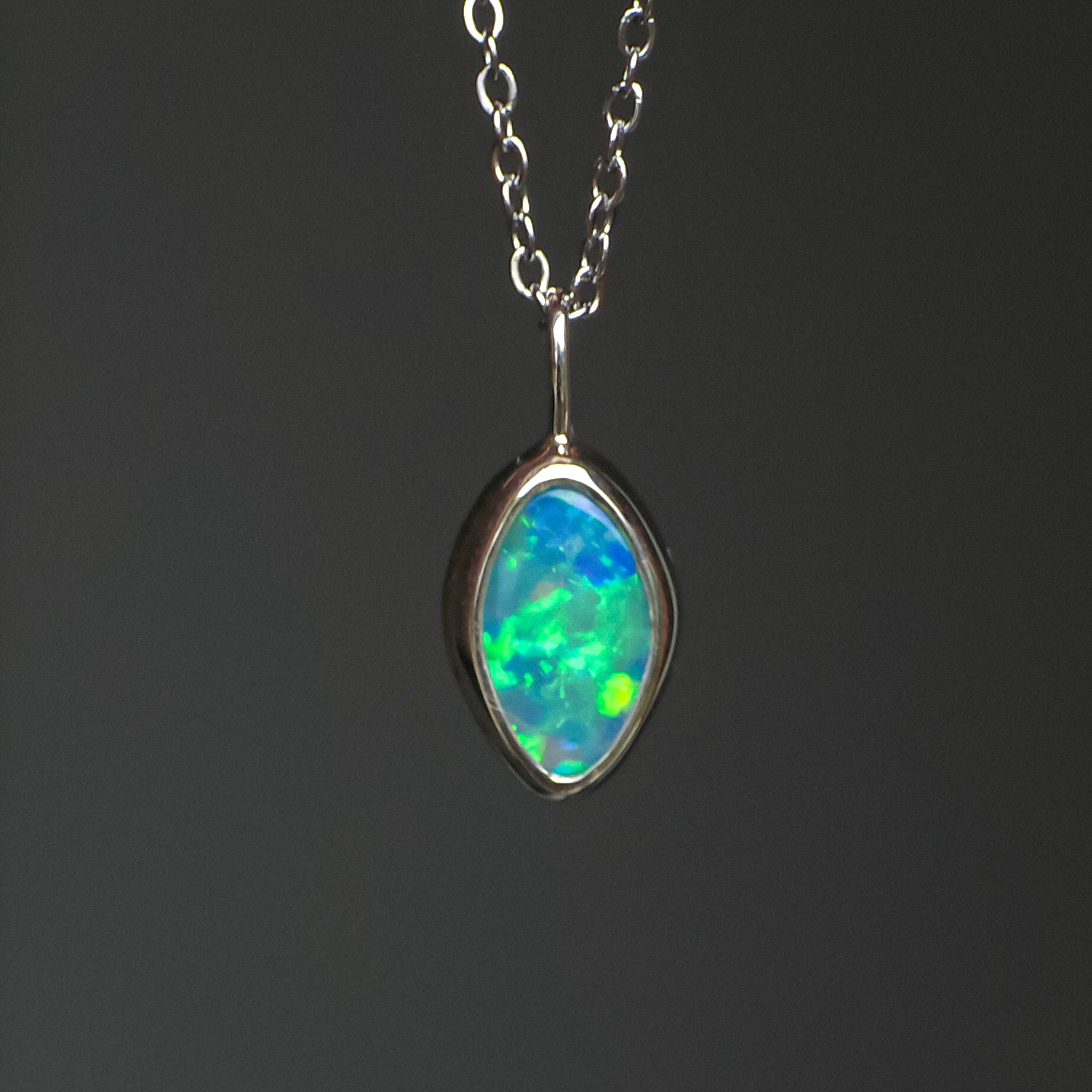 ELYSIAN | Solid Crystal Coober Pedy Opal Pendant, 925 Silver, Australian Opal, 0.75ct
