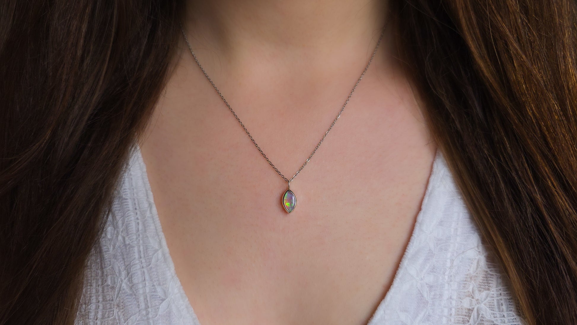 ELYSIAN | Solid Crystal Coober Pedy Opal Pendant, 925 Silver, Australian Opal, 0.75ct