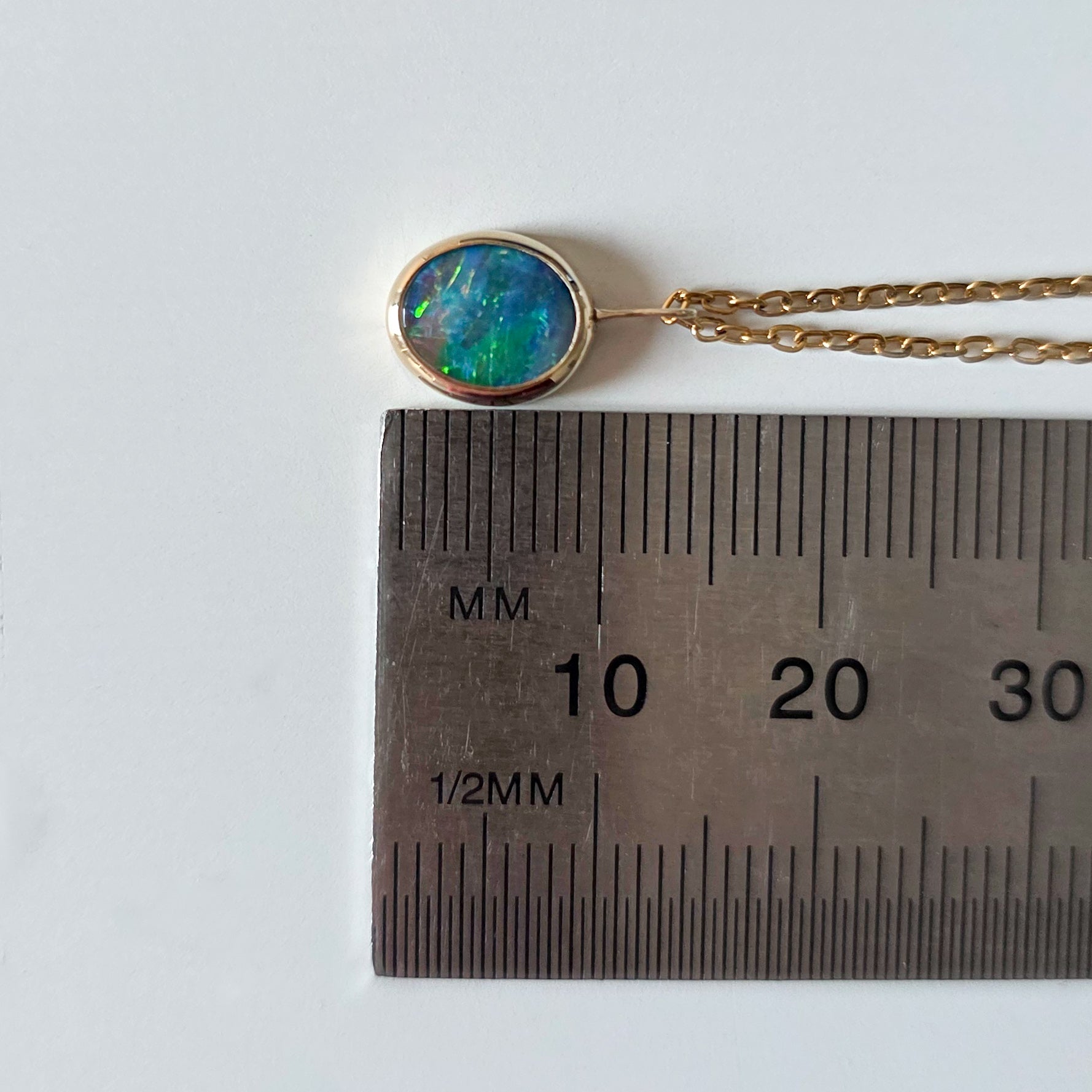JOY | 14K Gold Coober Pedy Opal Doublet Necklace, Minimalist Jewelry