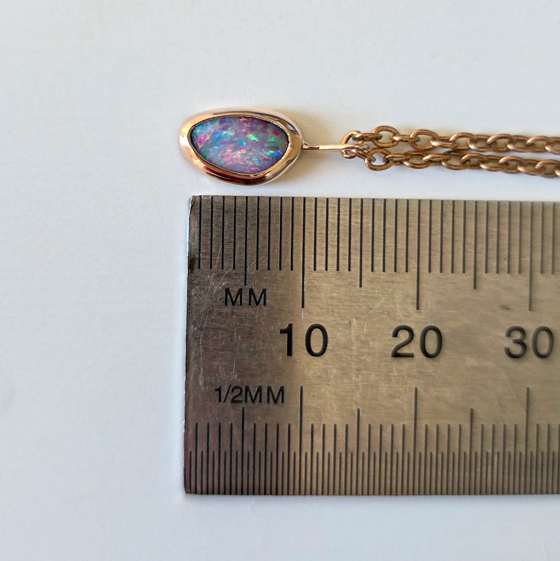 ZINNIA | 14K Rose Gold Coober Pedy Opal Doublet Necklace, Pink Opal Pendant