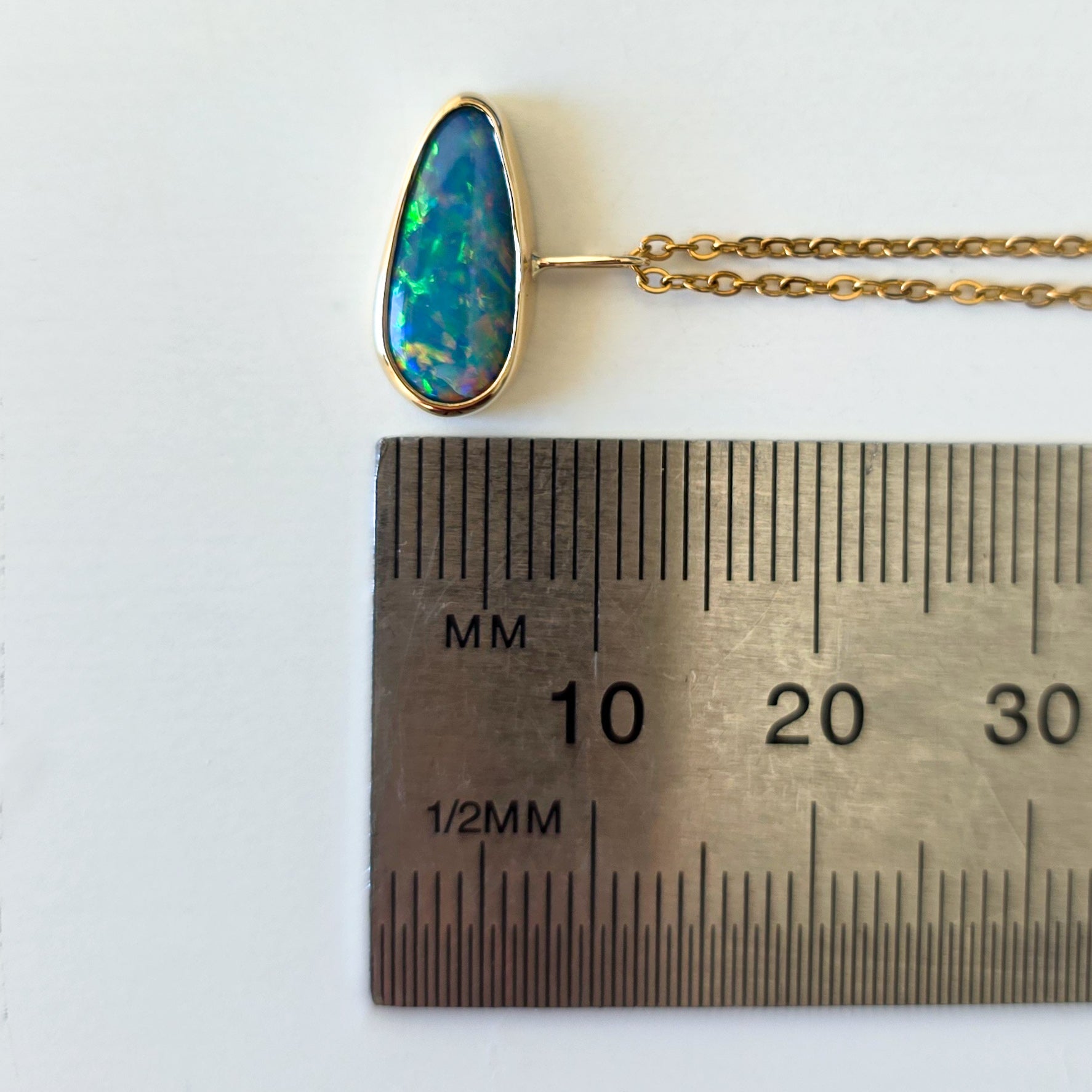 BOREALIS | 14K Gold Coober Pedy Opal Doublet Necklace, Dainty Jewelry, Fiery Opal