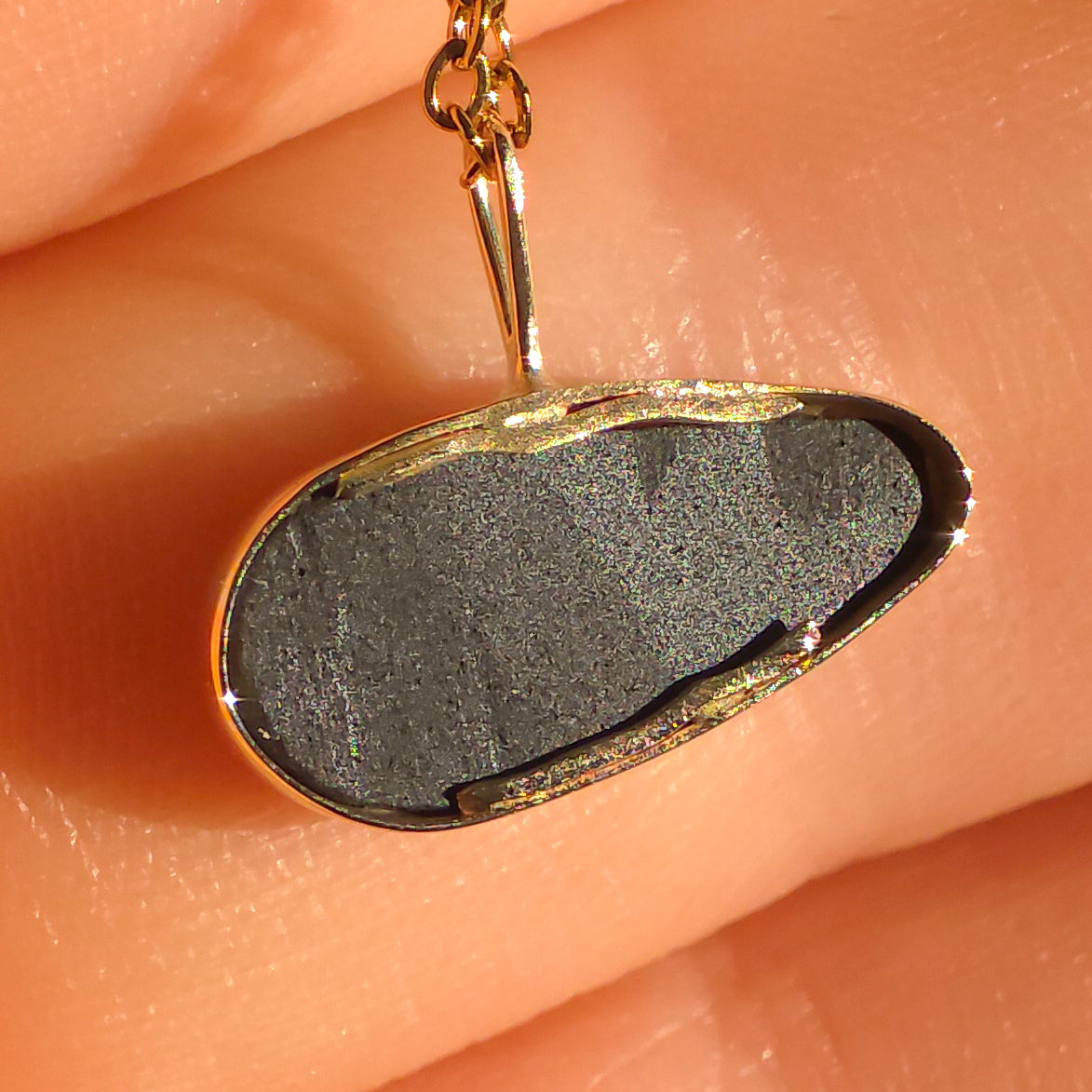 BOREALIS | 14K Gold Coober Pedy Opal Doublet Necklace, Dainty Jewelry, Fiery Opal