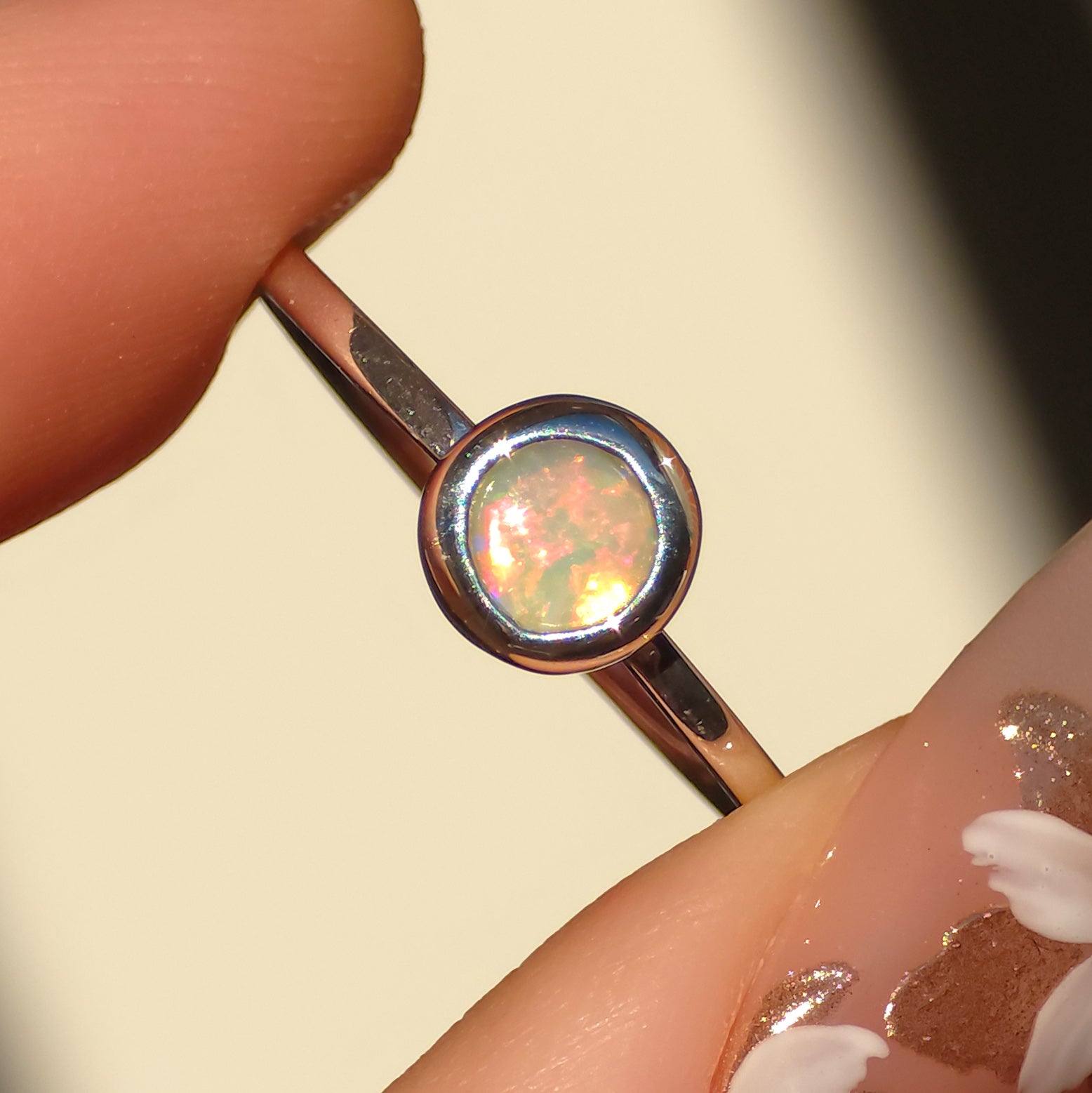 ROUGE | Solid Australian Opal Ring, Coober Pedy Grey Crystal Opal, 0.45 carats