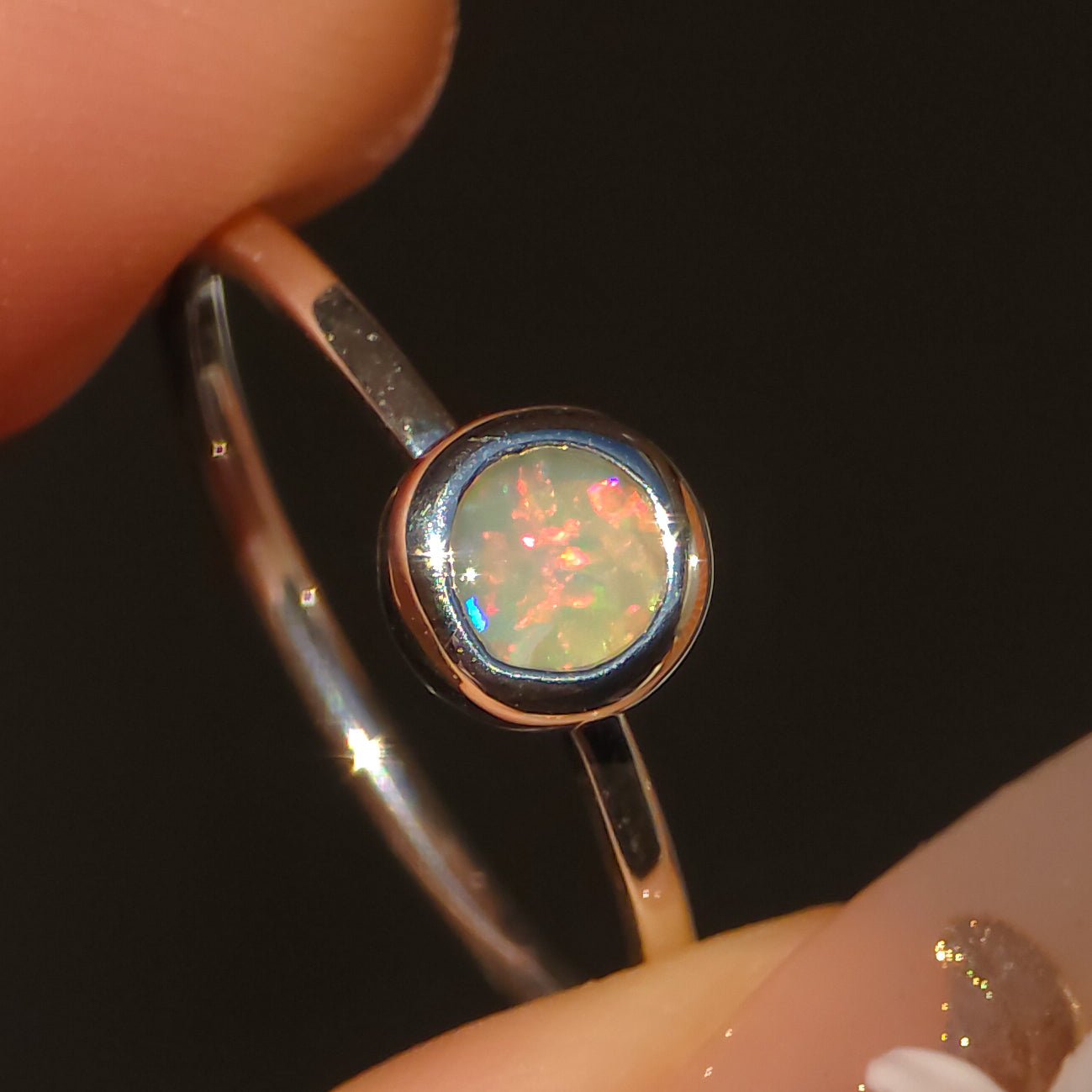 ROUGE | Solid Australian Opal Ring, Coober Pedy Grey Crystal Opal, 0.45 carats