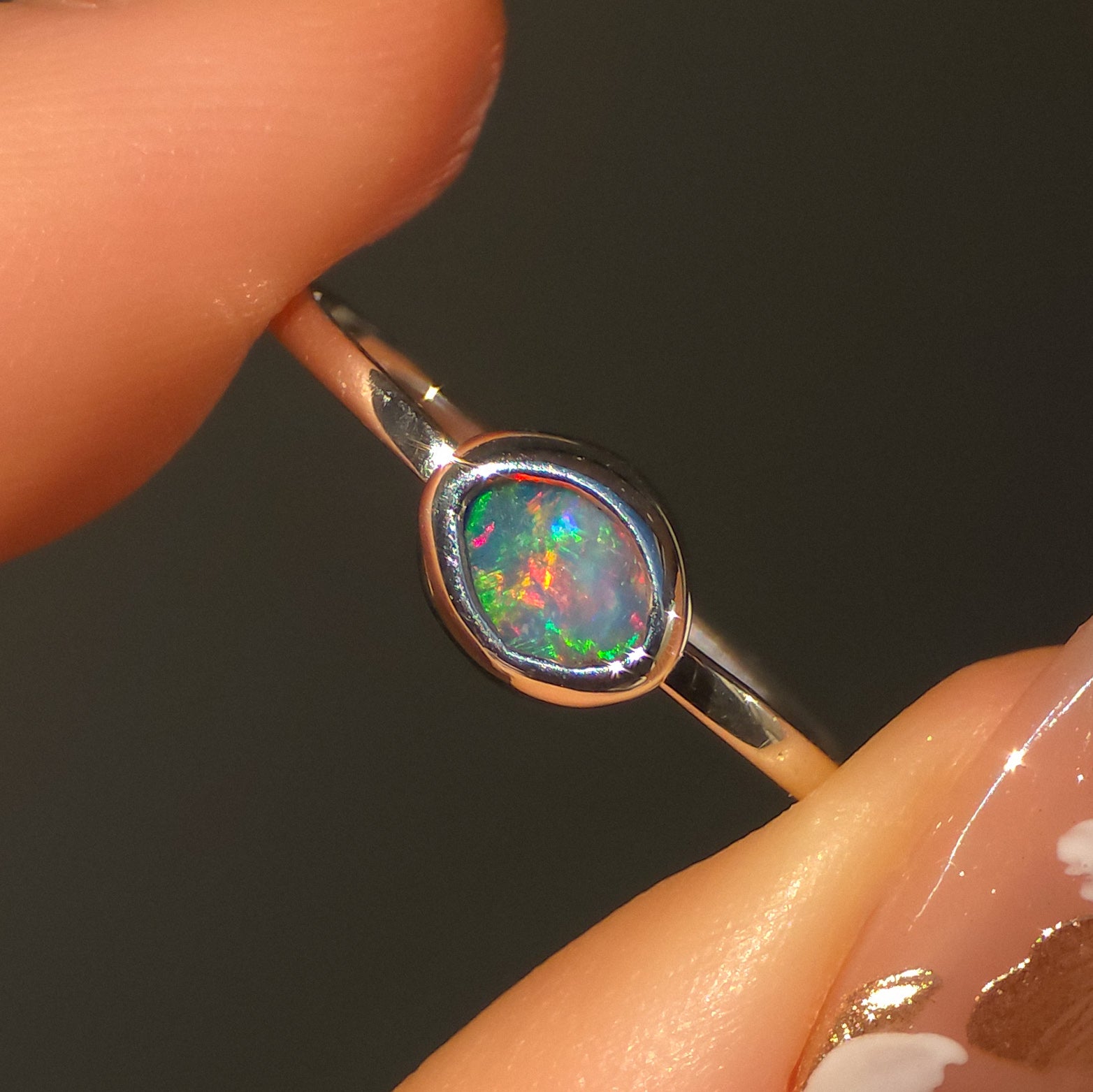 CORAL | Pink Australian Coober Pedy Opal Doublet Ring / solid 925 silver / free sizing