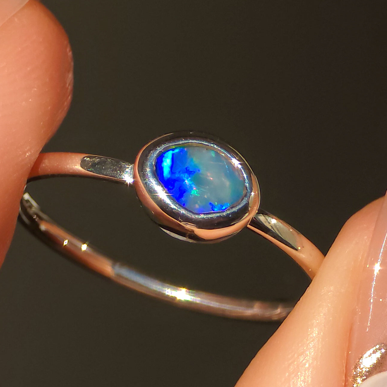 CORAL | Pink Australian Coober Pedy Opal Doublet Ring / solid 925 silver / free sizing