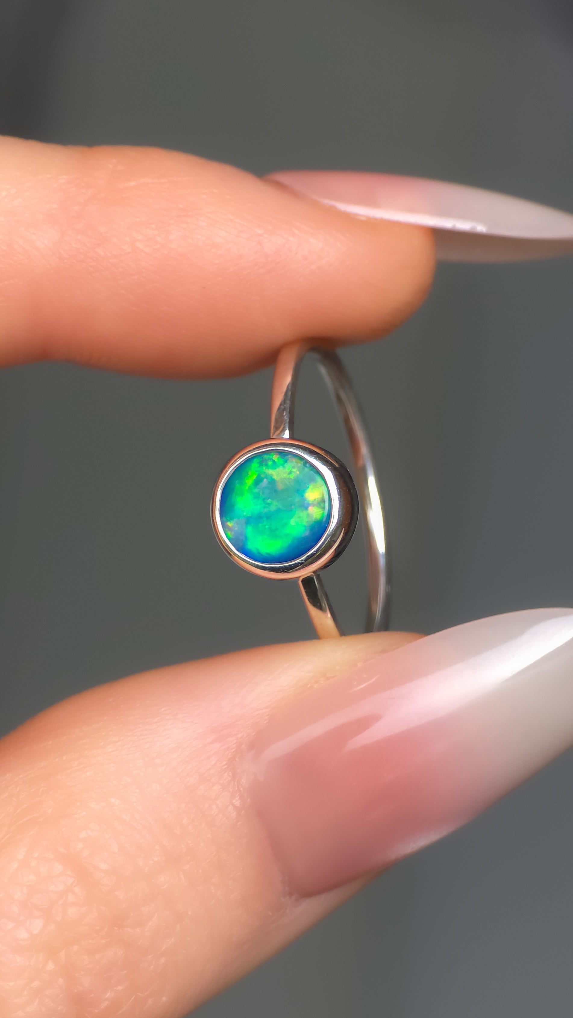 THALASSA | Coober Pedy Opal Doublet Ring, 925 Silver, Dainty Jewelry