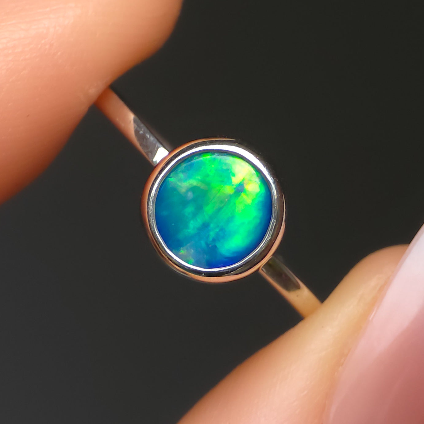 THALASSA | Coober Pedy Opal Doublet Ring, 925 Silver, Dainty Jewelry