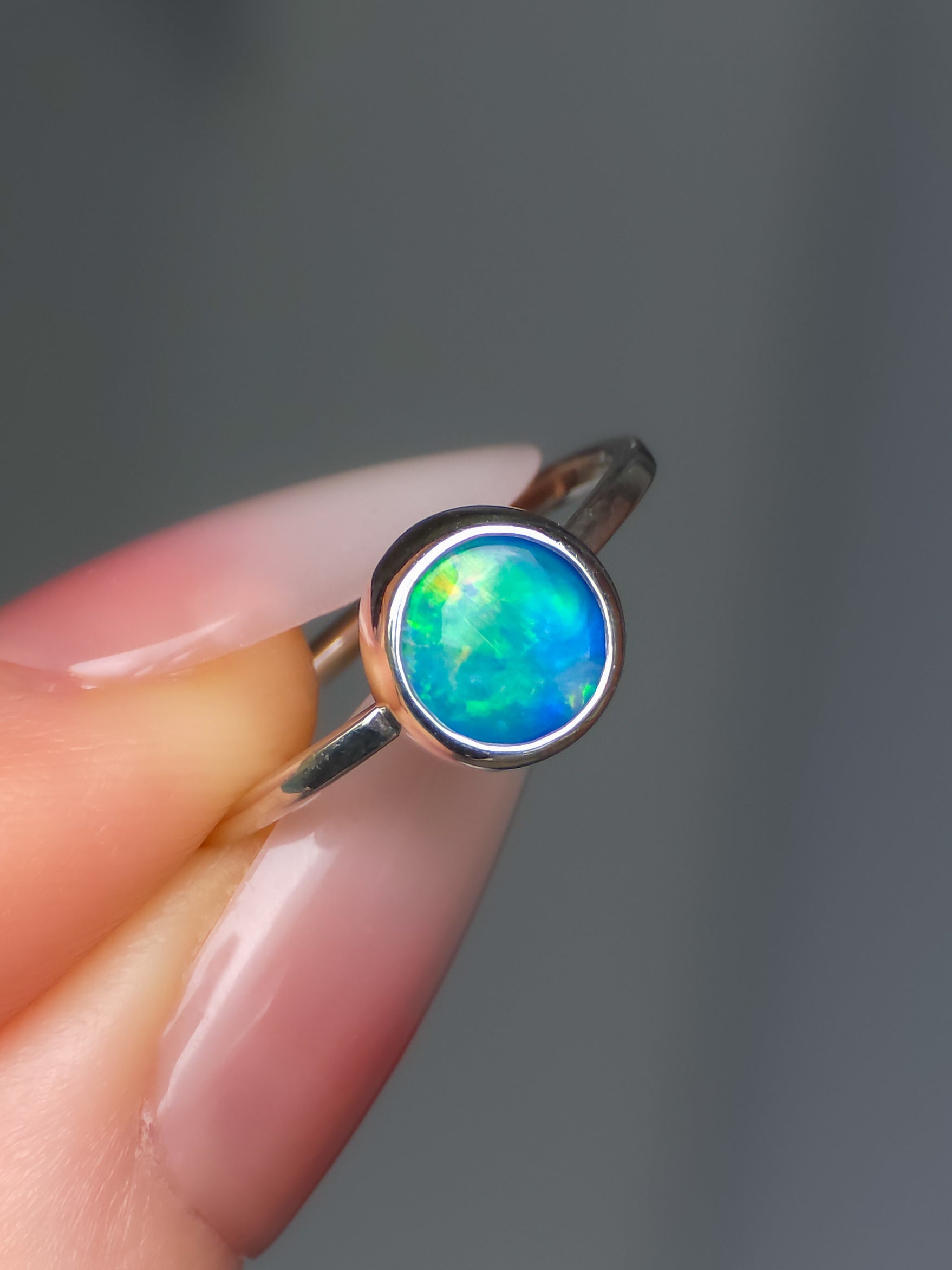 THALASSA | Coober Pedy Opal Doublet Ring, 925 Silver, Dainty Jewelry