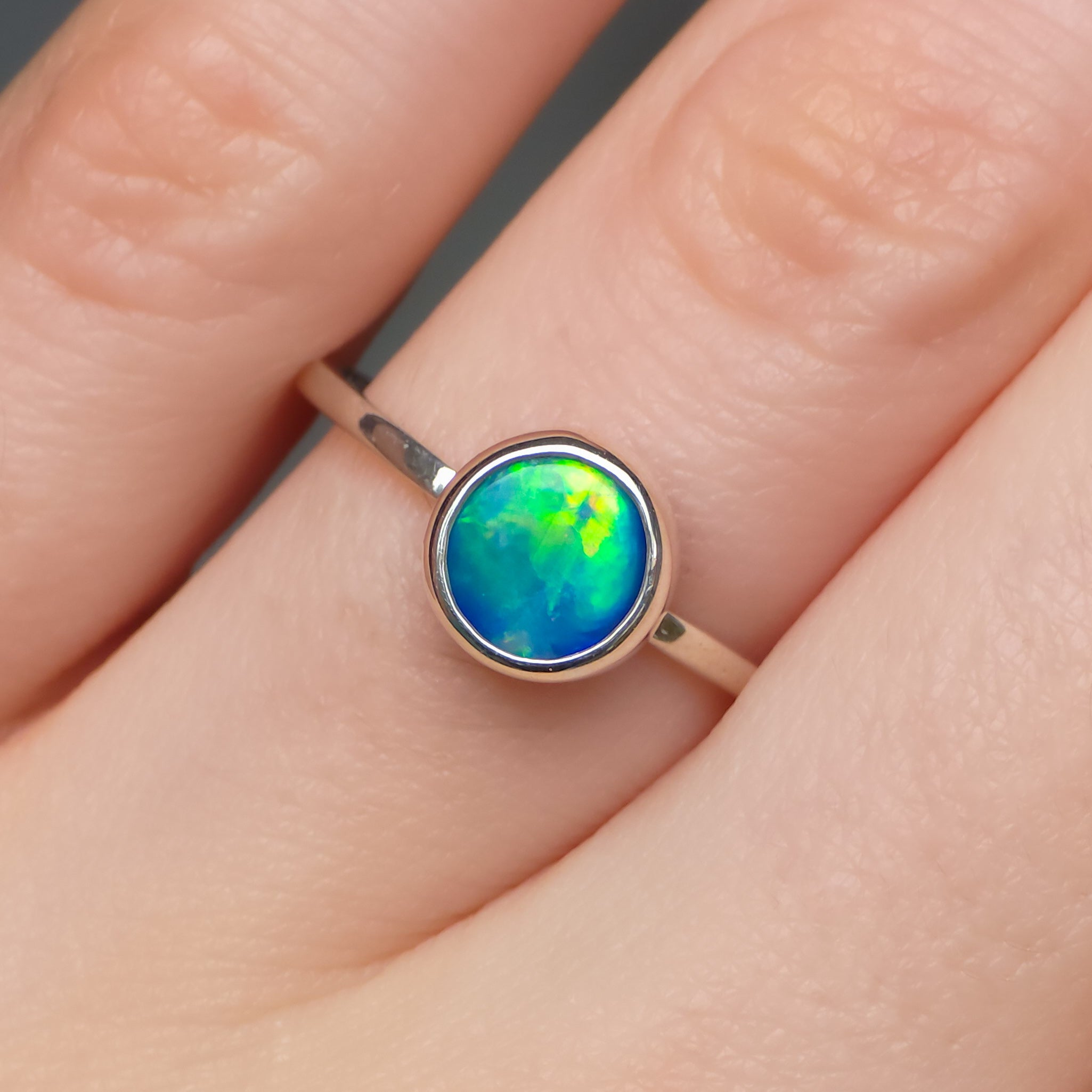THALASSA | Coober Pedy Opal Doublet Ring, 925 Silver, Dainty Jewelry