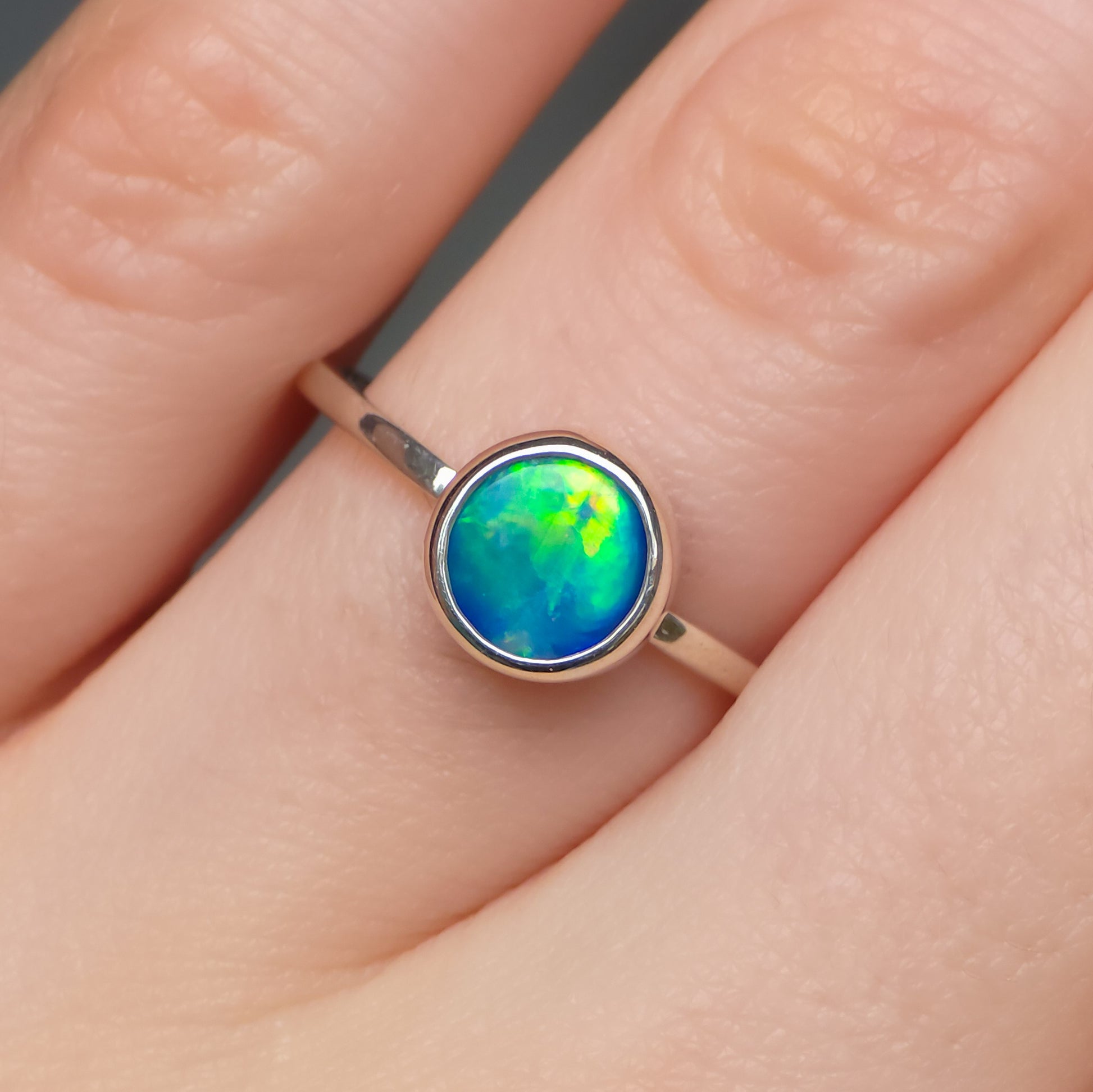 THALASSA | Coober Pedy Opal Doublet Ring, 925 Silver, Dainty Jewelry