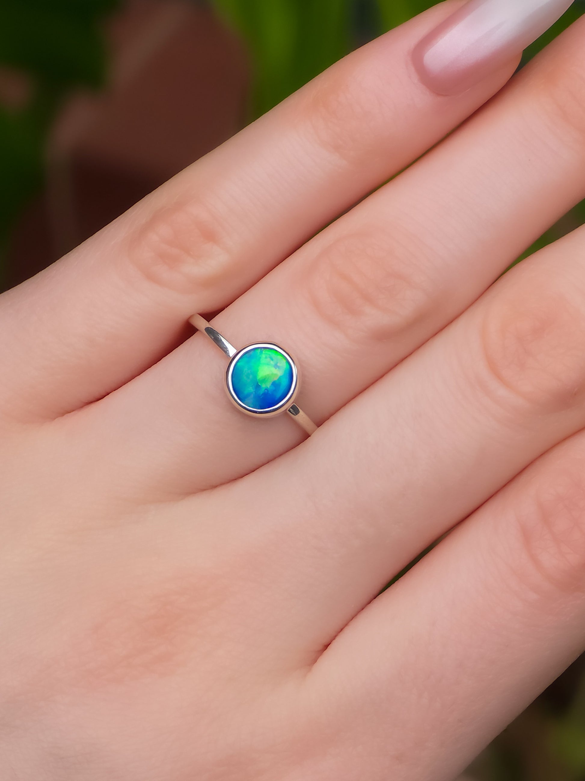 THALASSA | Coober Pedy Opal Doublet Ring, 925 Silver, Dainty Jewelry