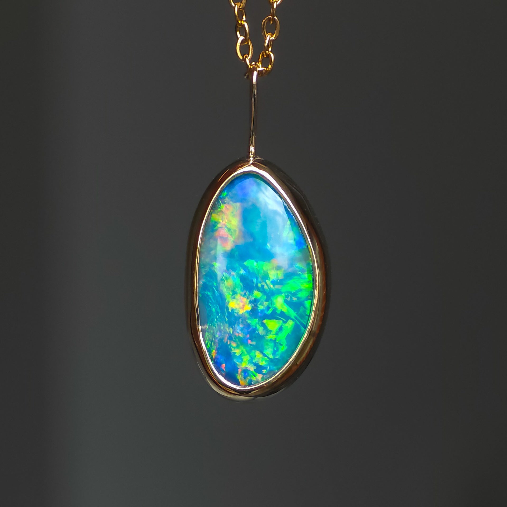 GLOW | 14K Gold Coober Pedy Opal Doublet Necklace, Minimalist Jewelry