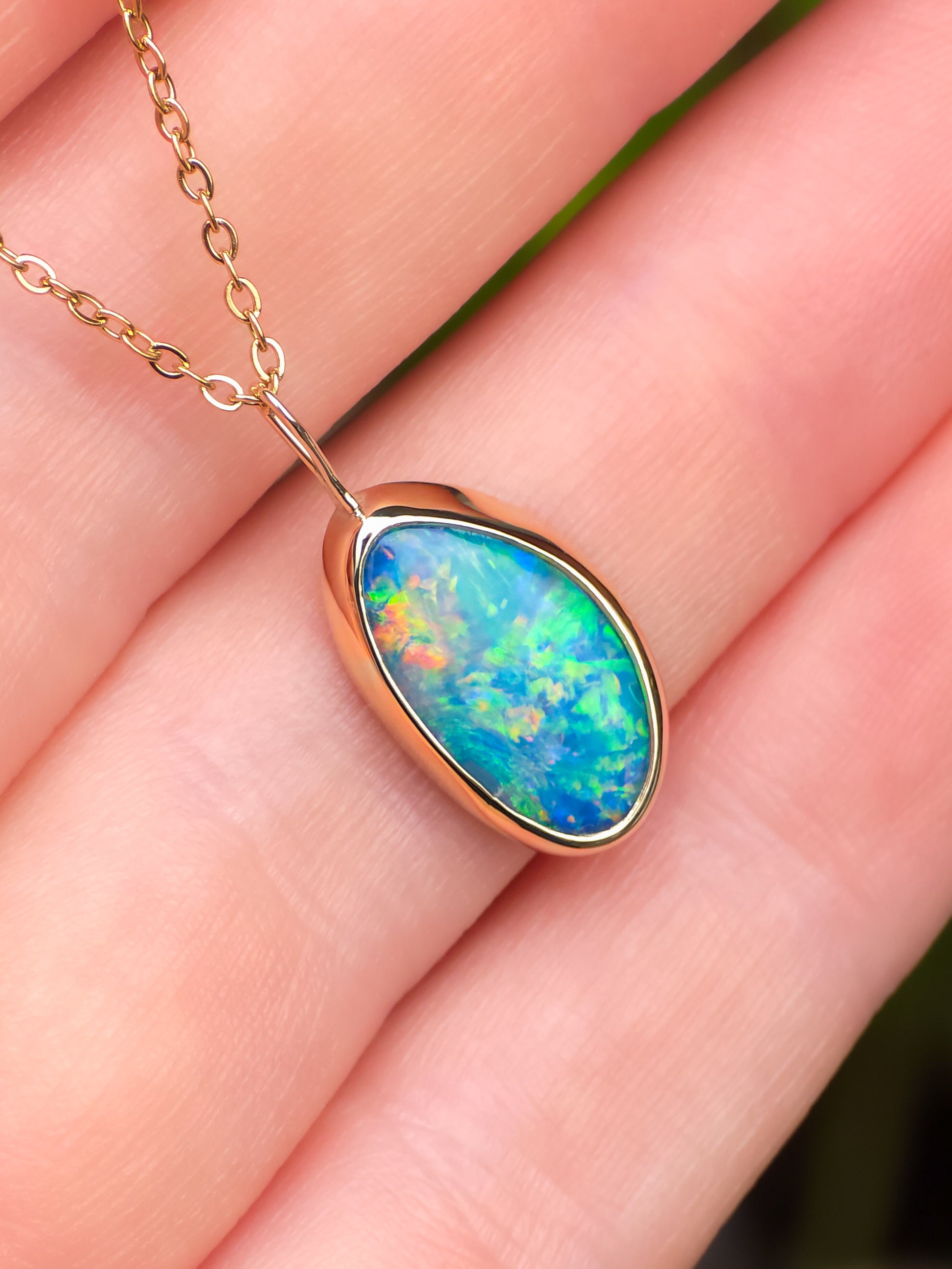 GLOW | 14K Gold Coober Pedy Opal Doublet Necklace, Minimalist Jewelry