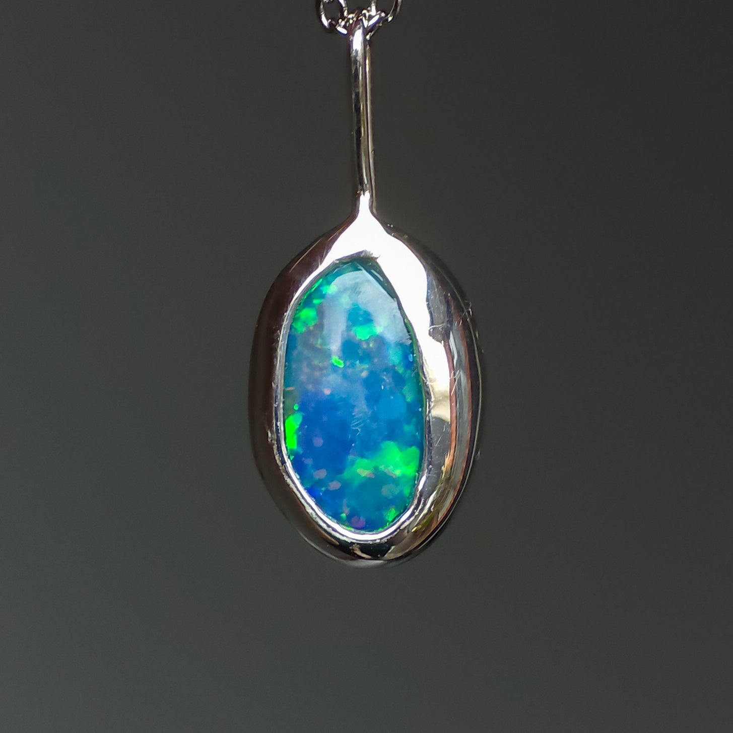 JUNE | Green Opal Doublet Pendant, 925 Silver Coober Pedy Necklace