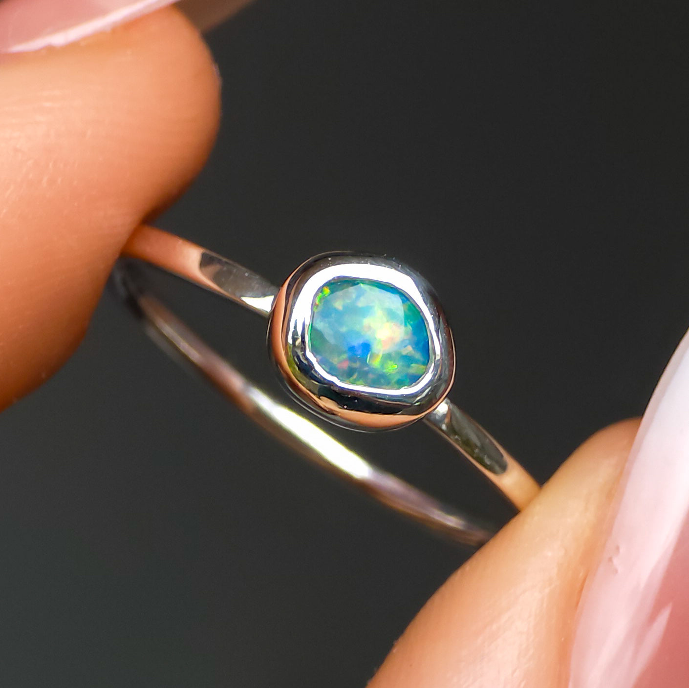 LUNAR | Australian Coober Pedy Opal Doublet Ring / 925 Silver