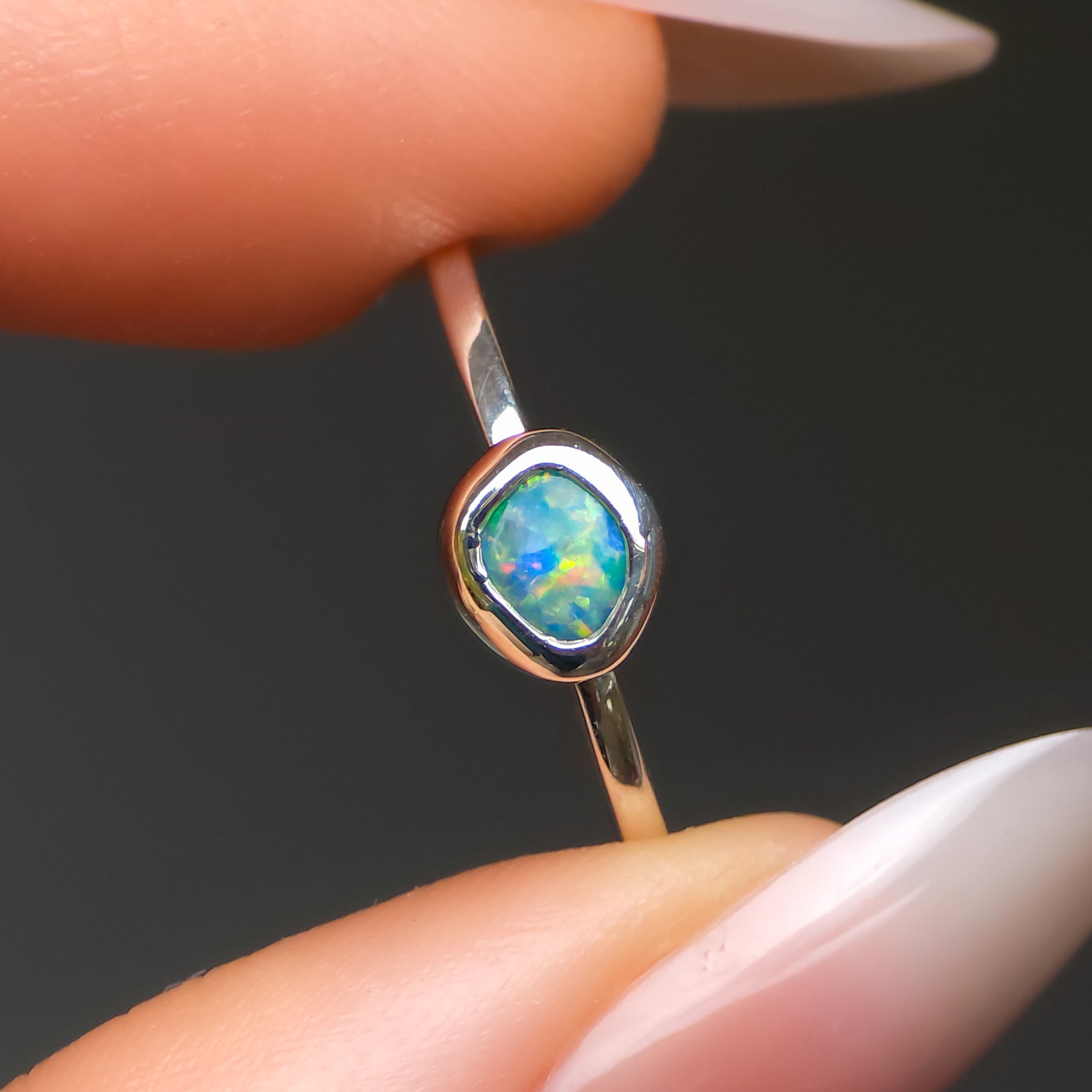 LUNAR | Australian Coober Pedy Opal Doublet Ring / 925 Silver