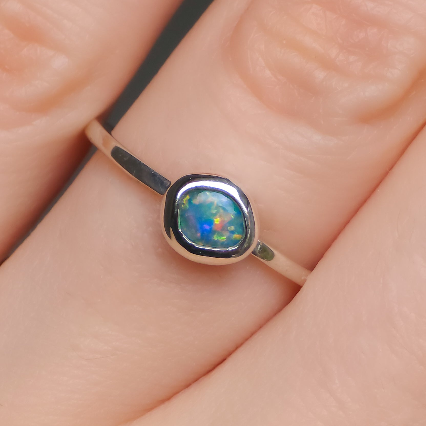 LUNAR | Australian Coober Pedy Opal Doublet Ring / 925 Silver