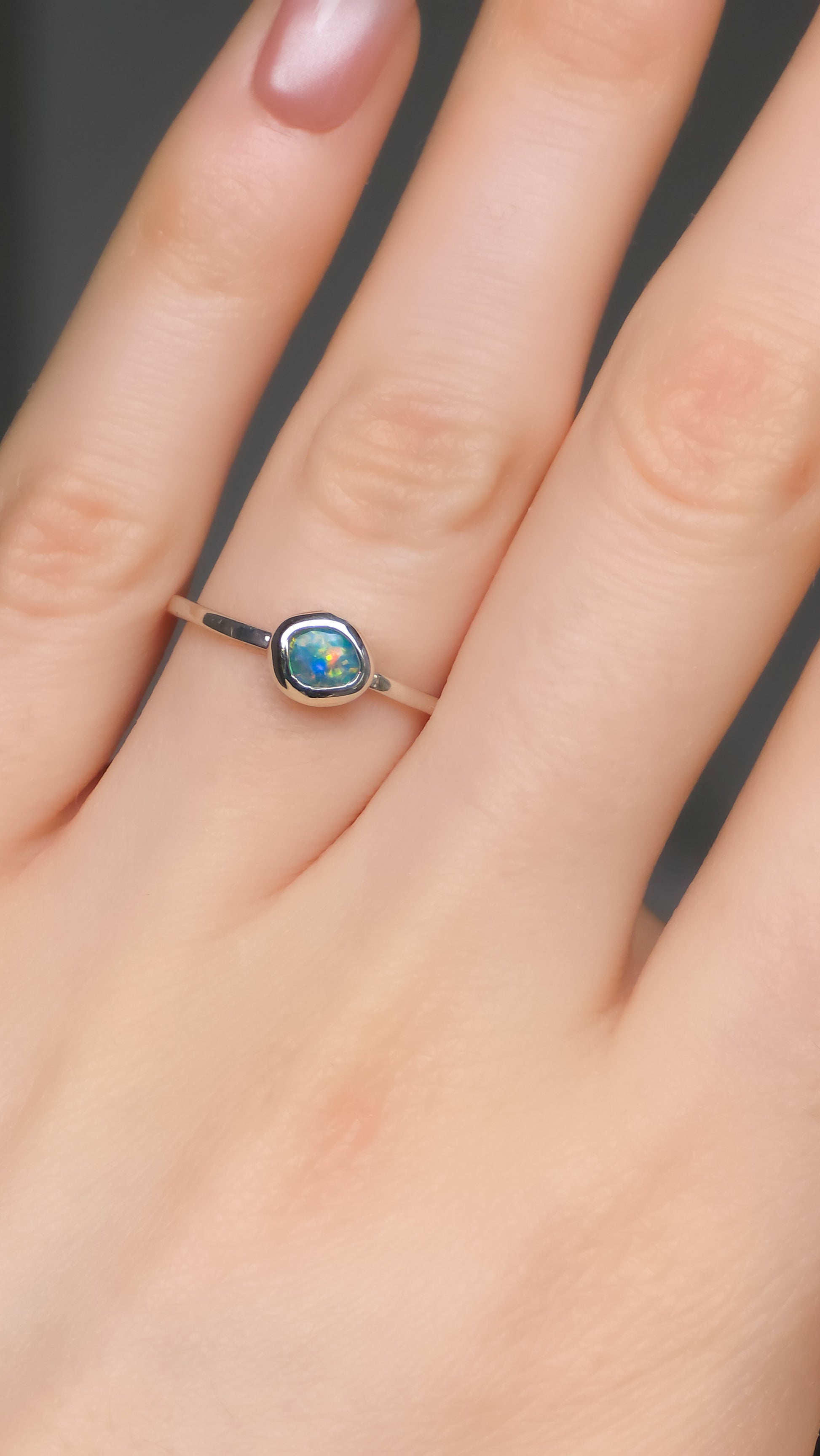 LUNAR | Australian Coober Pedy Opal Doublet Ring / 925 Silver