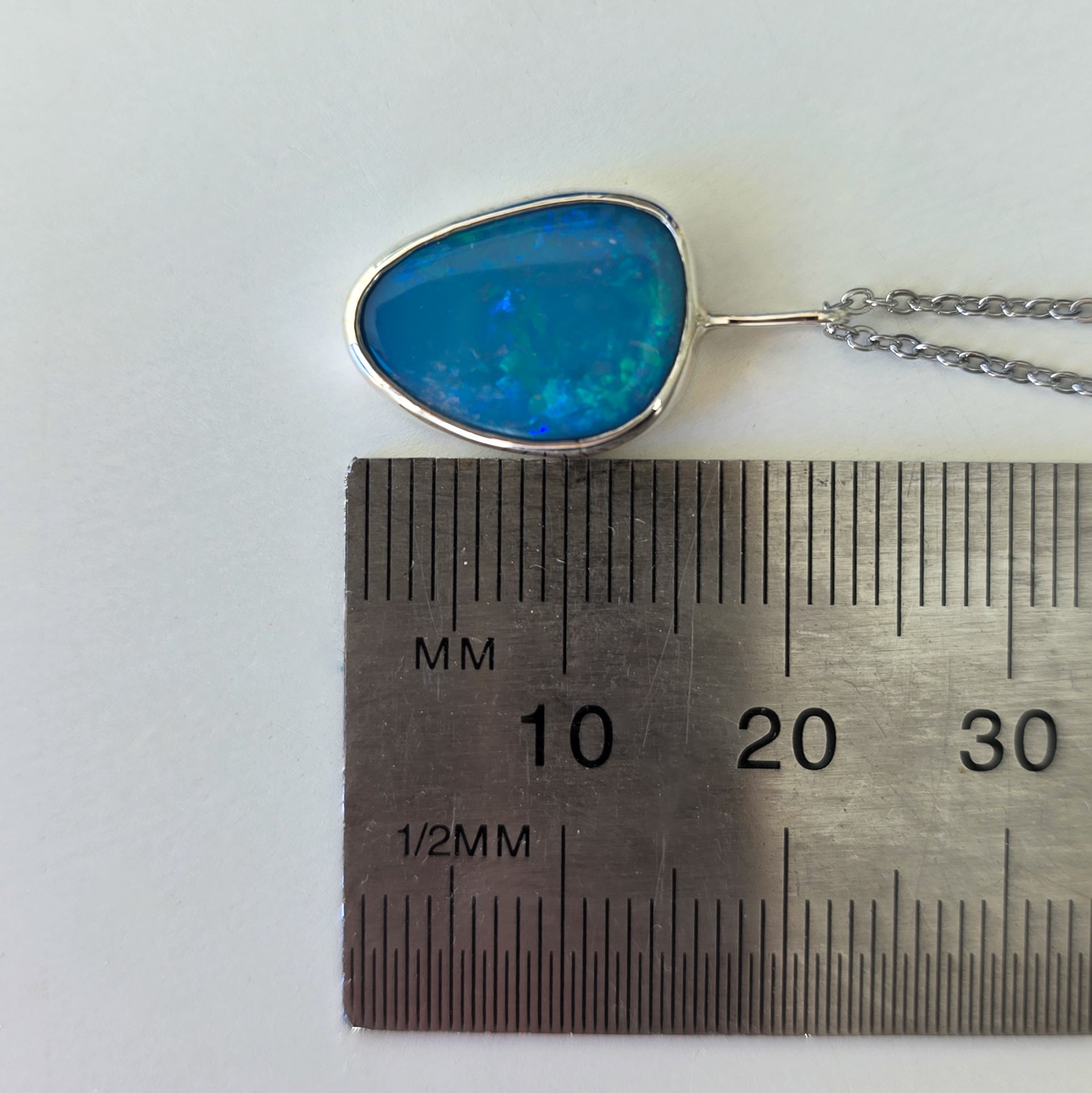 LORA | Australian Opal Doublet Pendant, 925 Silver Mintabie Opal Necklace