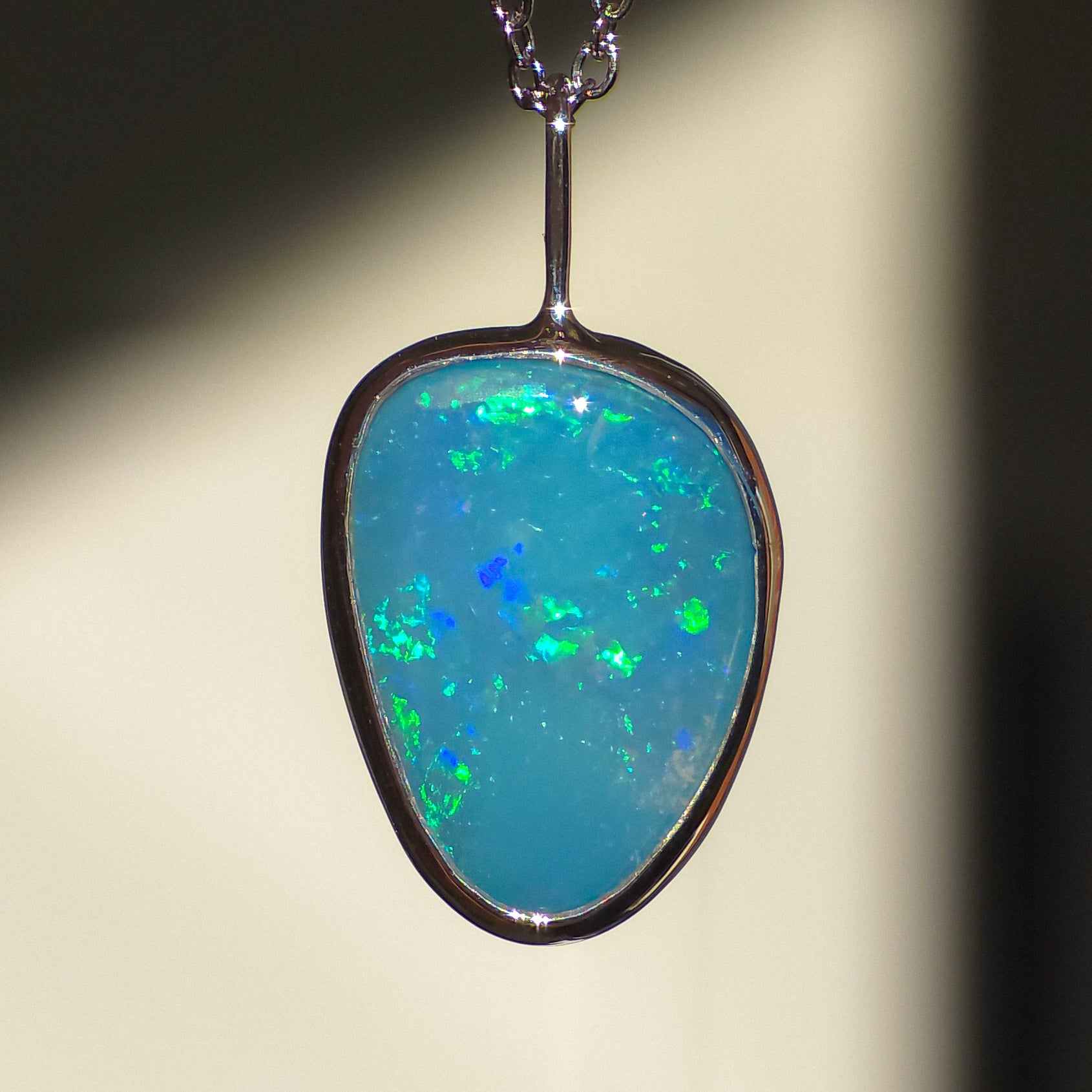 LORA | Australian Opal Doublet Pendant, 925 Silver Mintabie Opal Necklace