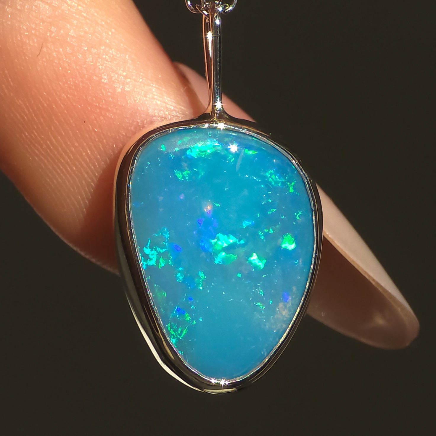 LORA | Australian Opal Doublet Pendant, 925 Silver Mintabie Opal Necklace