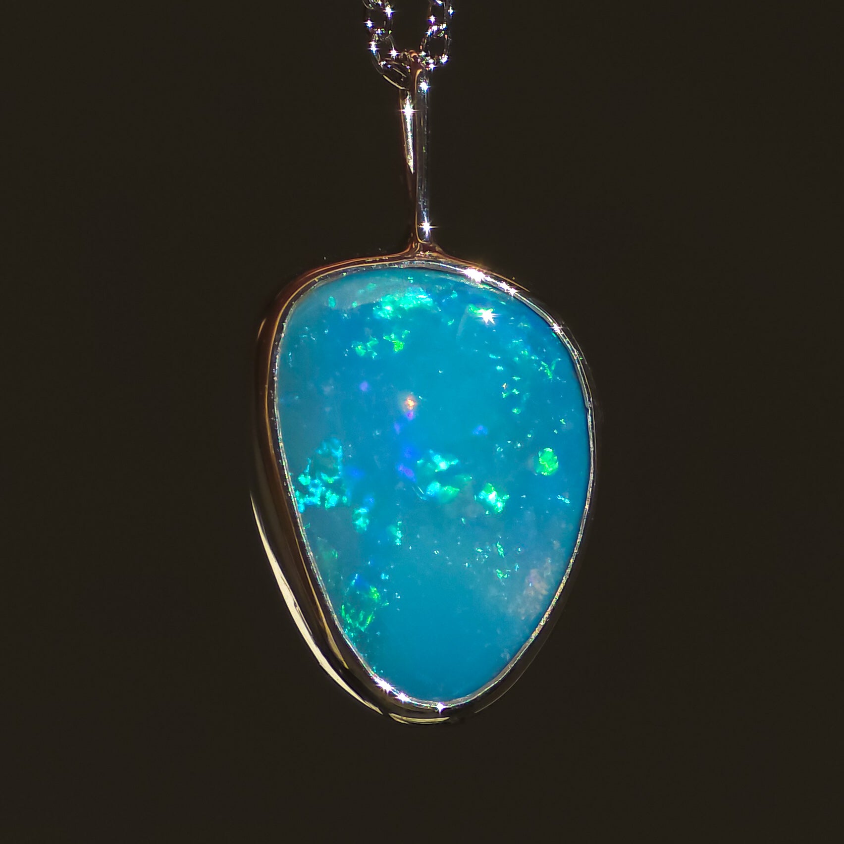 LORA | Australian Opal Doublet Pendant, 925 Silver Mintabie Opal Necklace