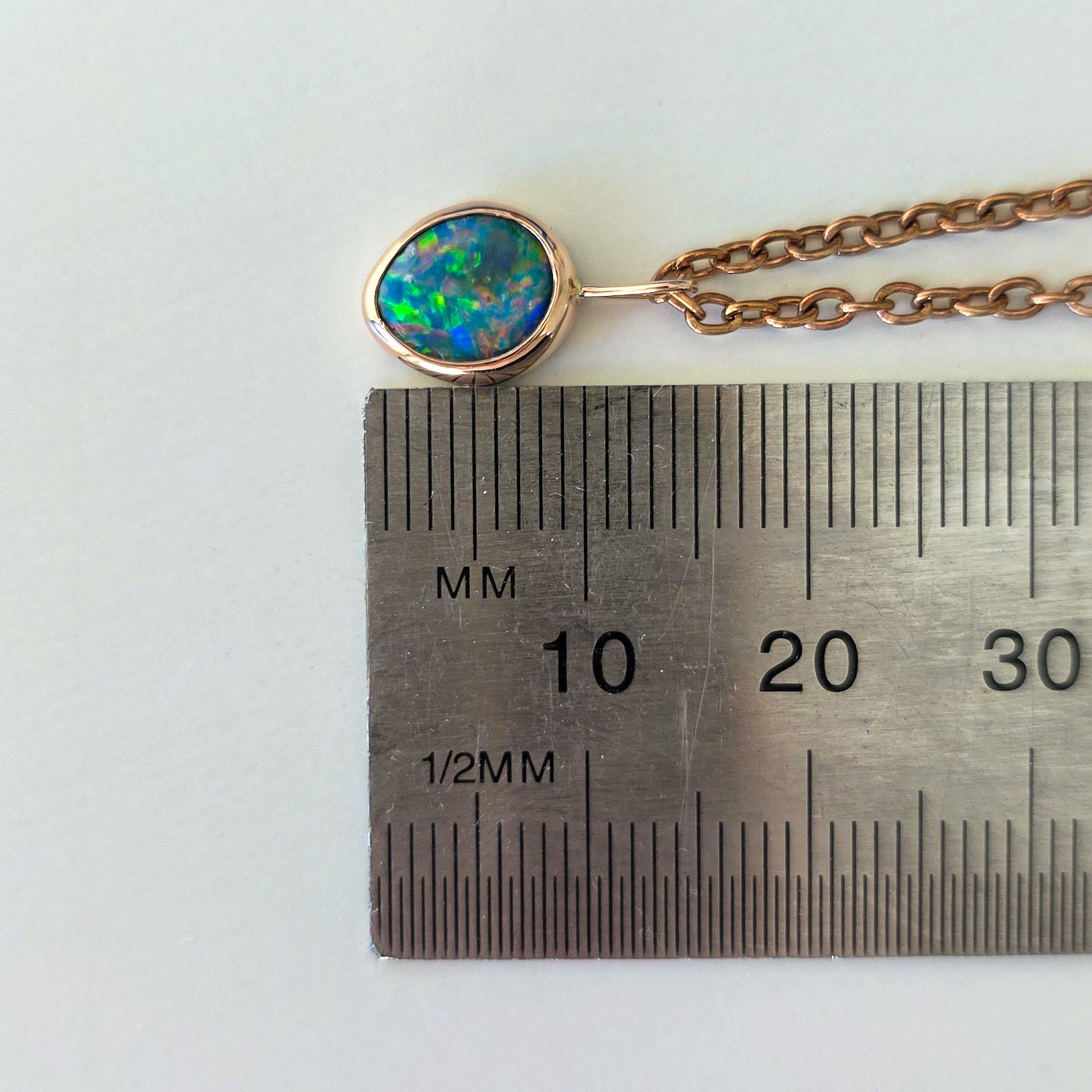 LUMIERE | 14K Rose Gold Coober Pedy Opal Doublet Necklace, Pink Opal Pendant