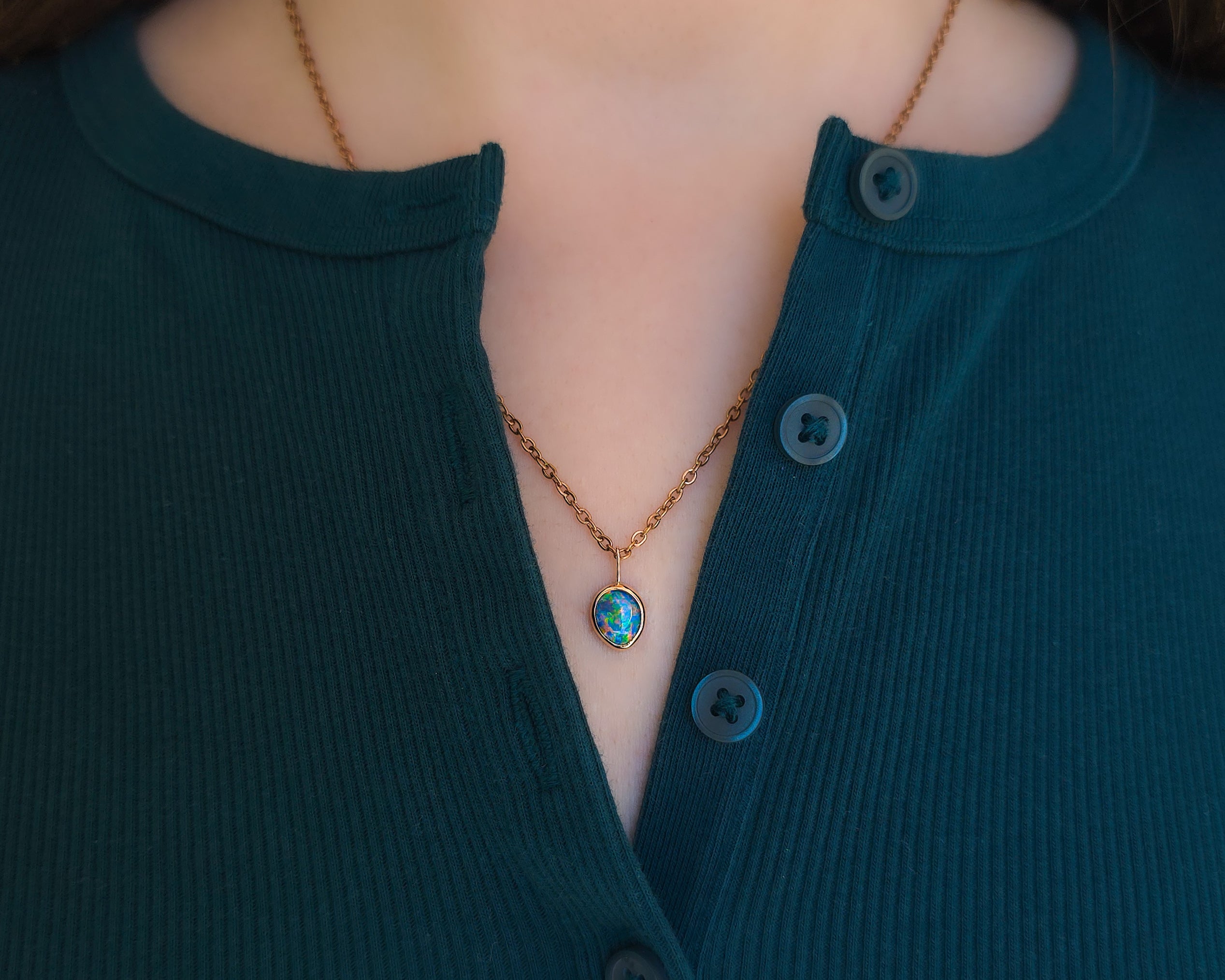 LUMIERE | 14K Rose Gold Coober Pedy Opal Doublet Necklace, Pink Opal Pendant