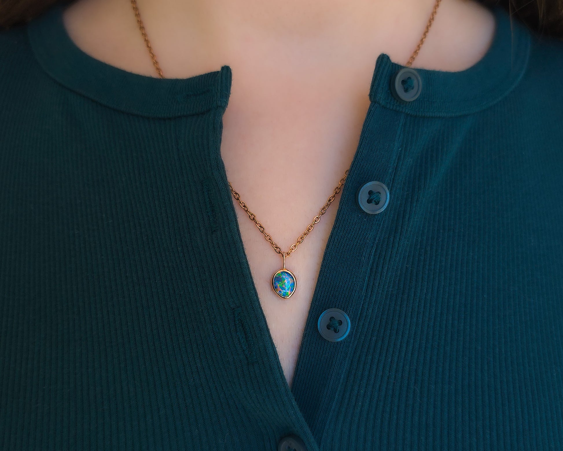 LUMIERE | 14K Rose Gold Coober Pedy Opal Doublet Necklace, Pink Opal Pendant