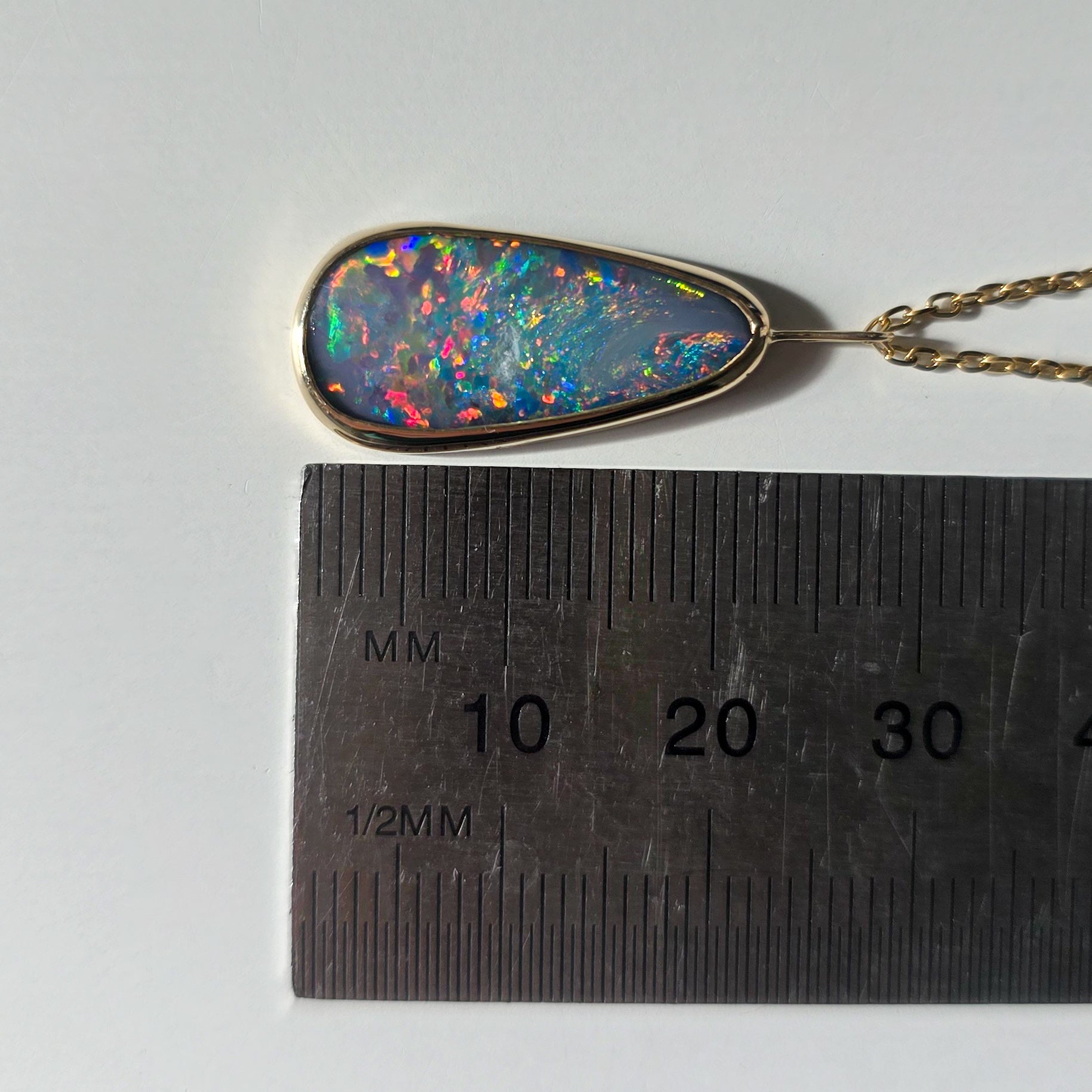 PASSION | 14K Gold Pink Coober Pedy Opal Doublet Necklace, Statement Pendant
