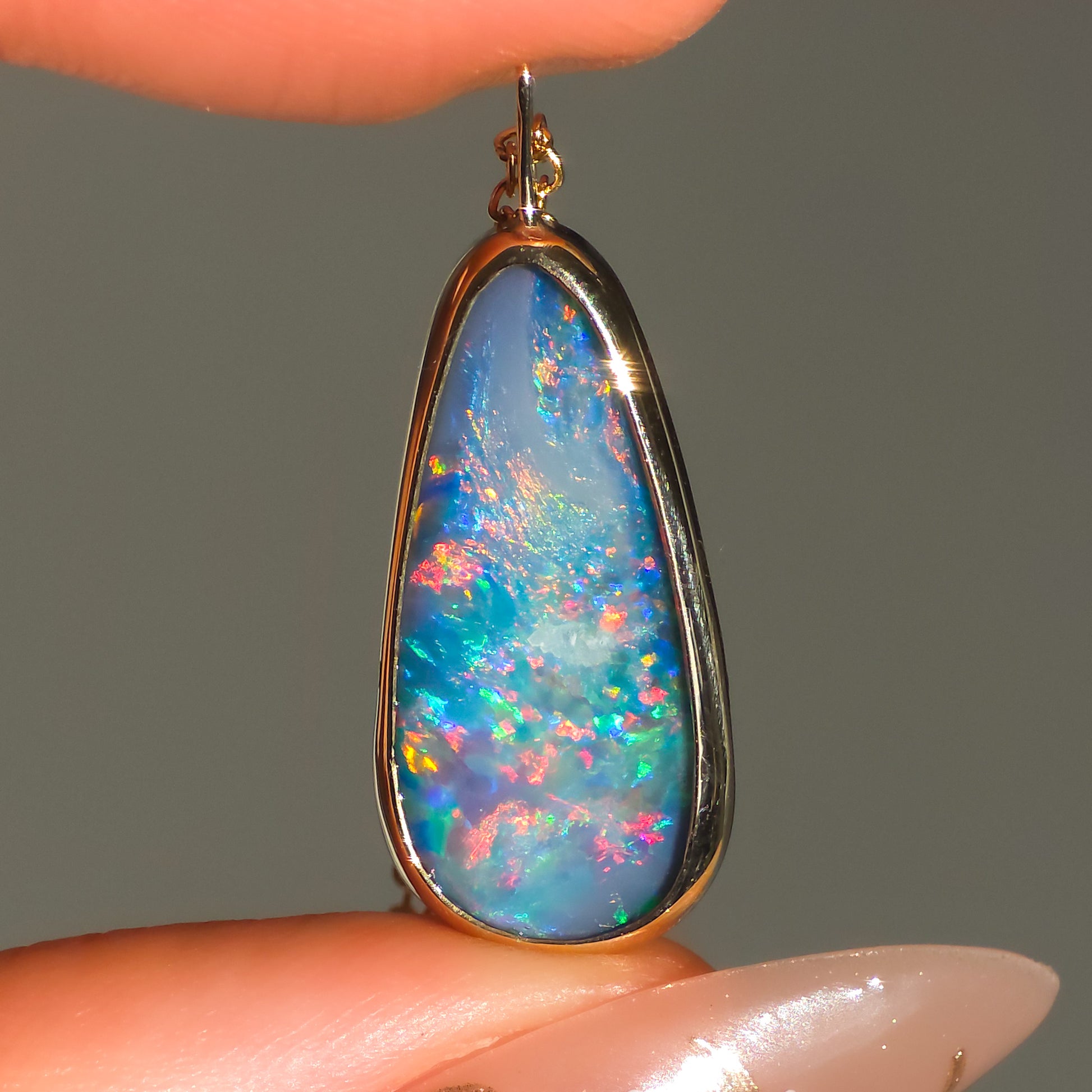 PASSION | 14K Gold Pink Coober Pedy Opal Doublet Necklace, Statement Pendant