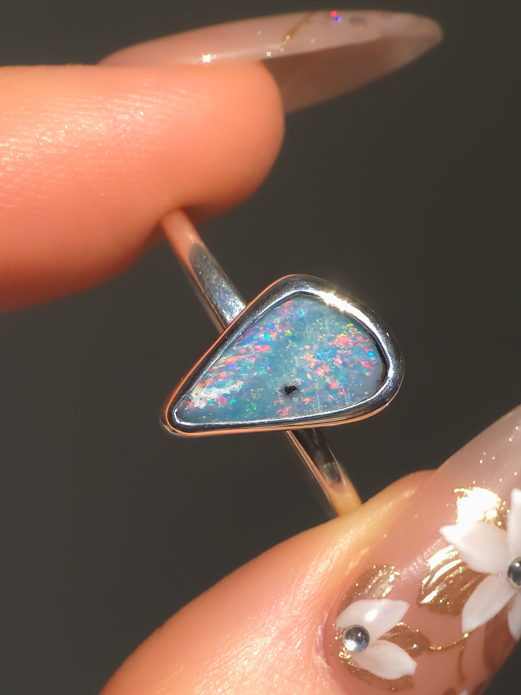 SZÉP | Australian Opal Doublet Ring, Solid 925 Silver, Coober Pedy Gemstone