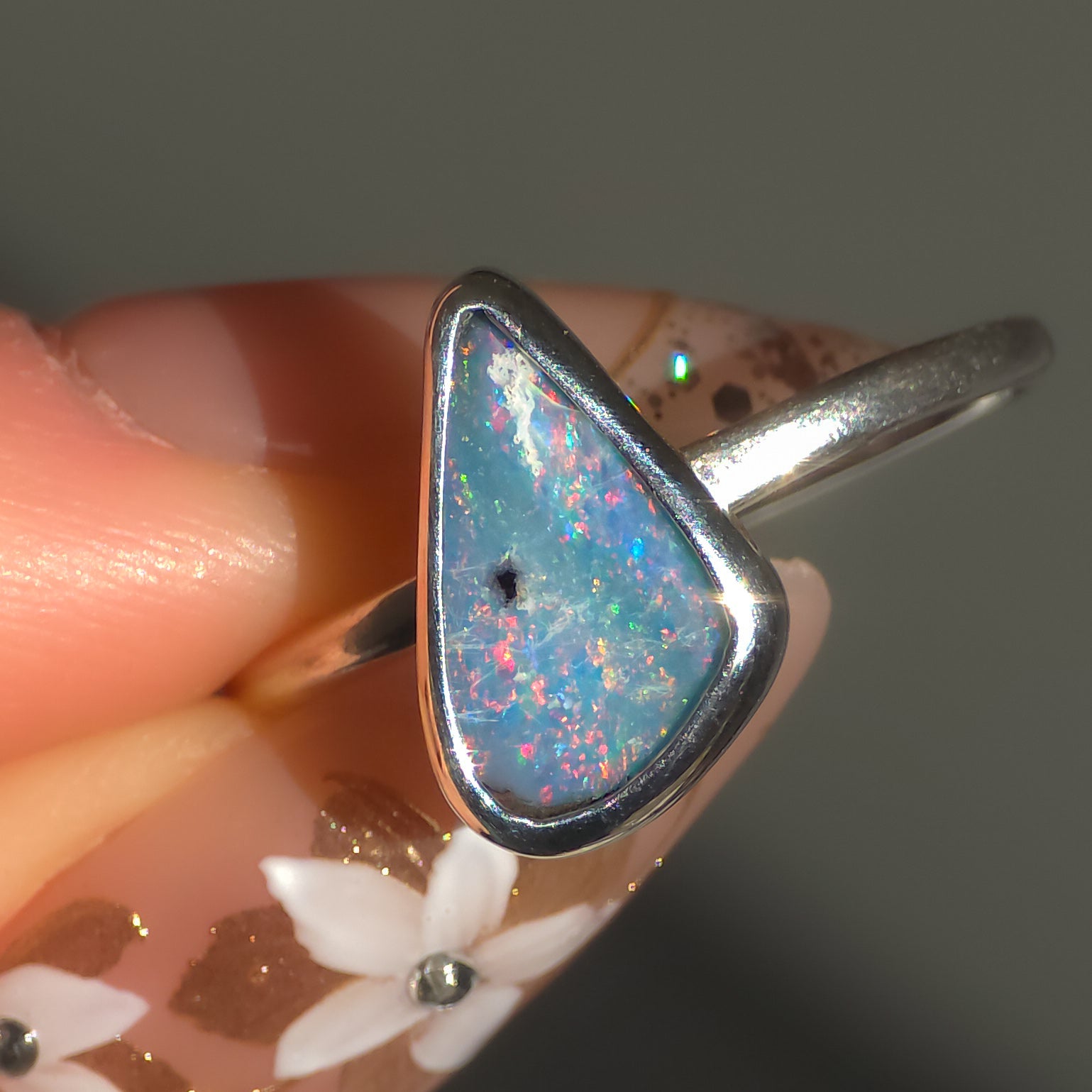 SZÉP | Australian Opal Doublet Ring, Solid 925 Silver, Coober Pedy Gemstone