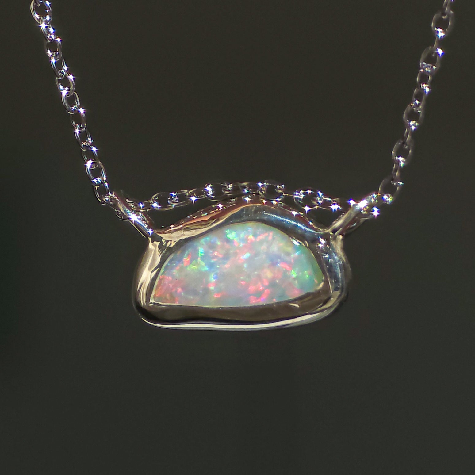 PINK CLOUD | Solid Crystal Coober Pedy Opal Pendant, 925 Silver, Australian Opal, 1 carat